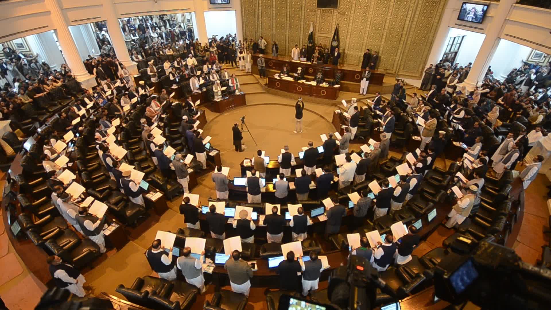 Newly elected members of the KPK provincial assembly take oath in Peshawar 