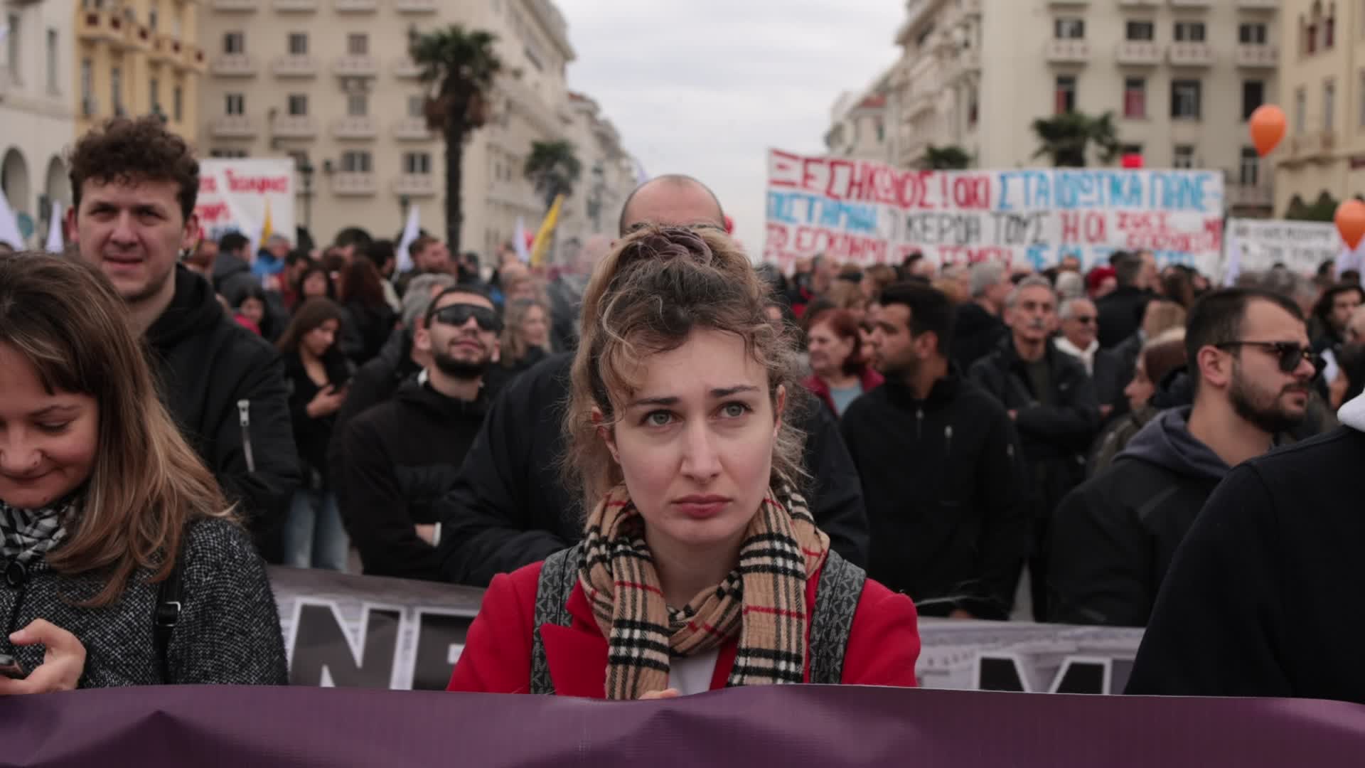 Protest during a 24-hour nationwide strike in Thessaloniki
