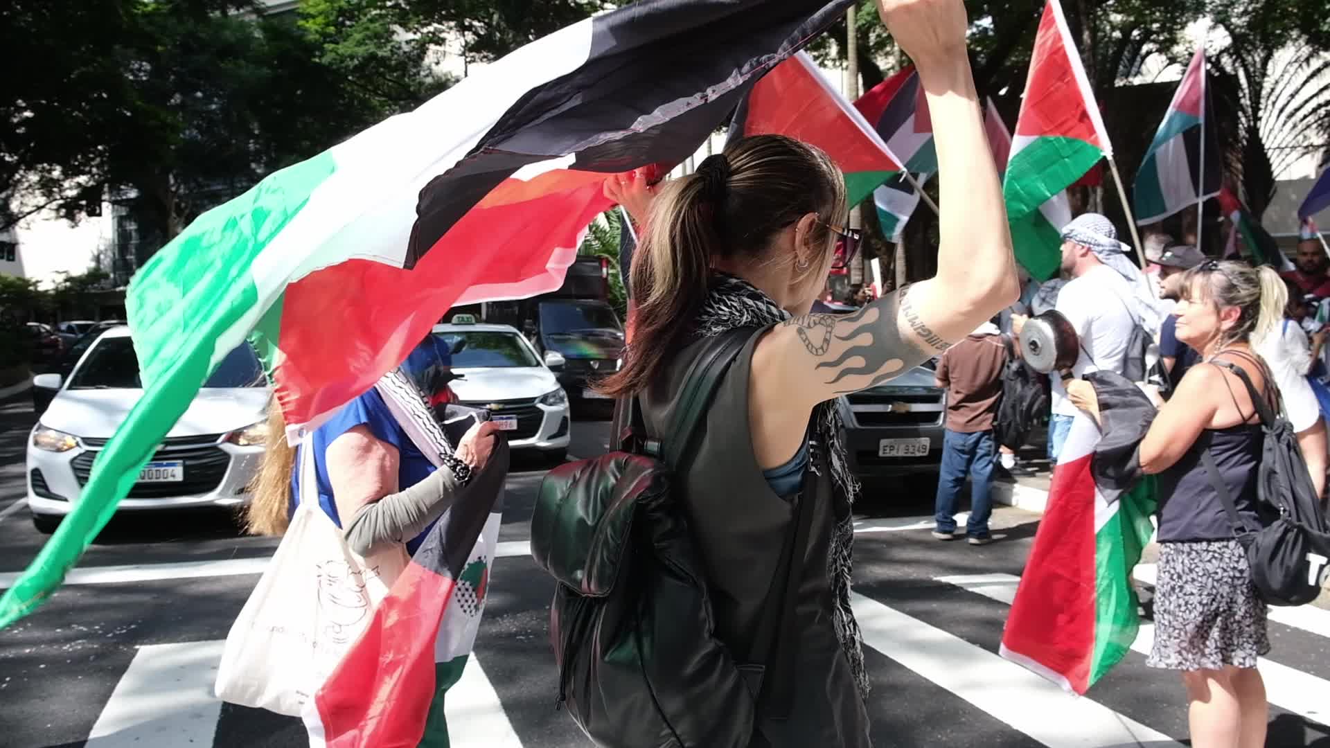 Demonstration In Support Of Palestine in Sao Paulo, Brazil