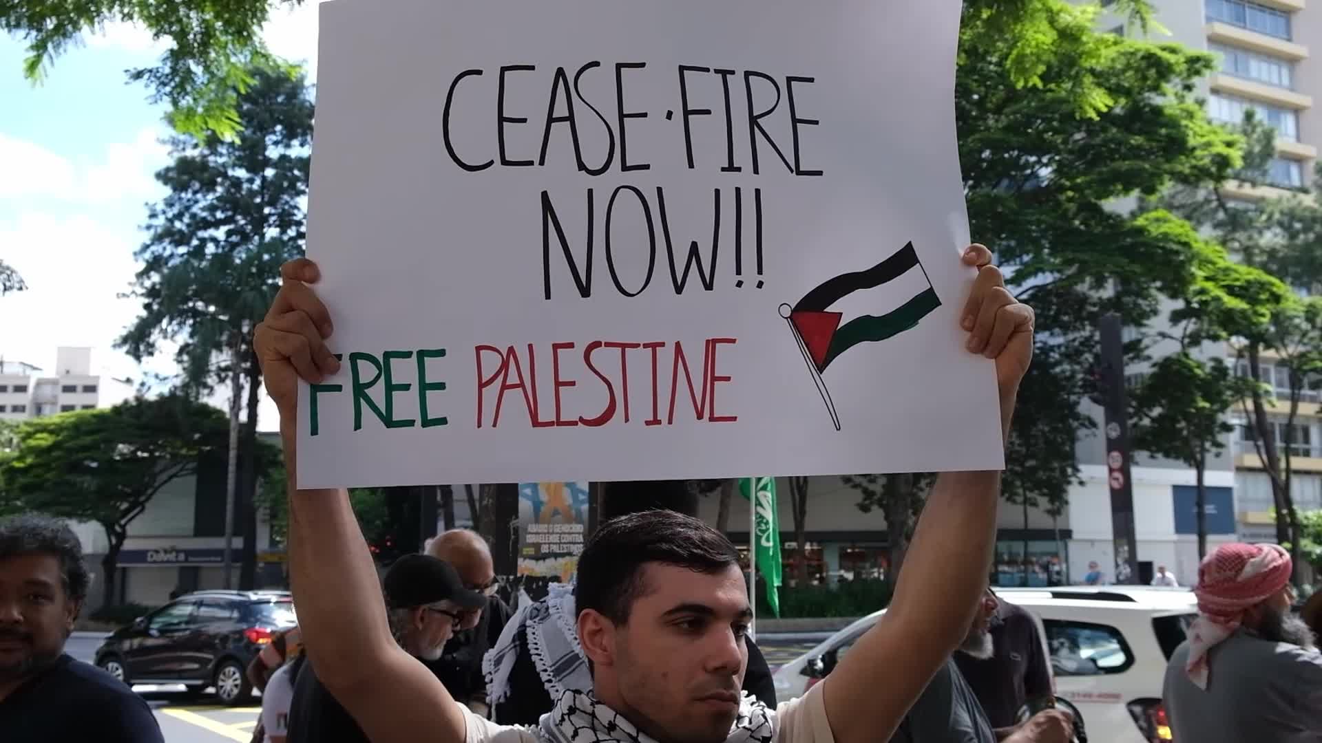 Demonstration In Support Of Palestine in Sao Paulo, Brazil