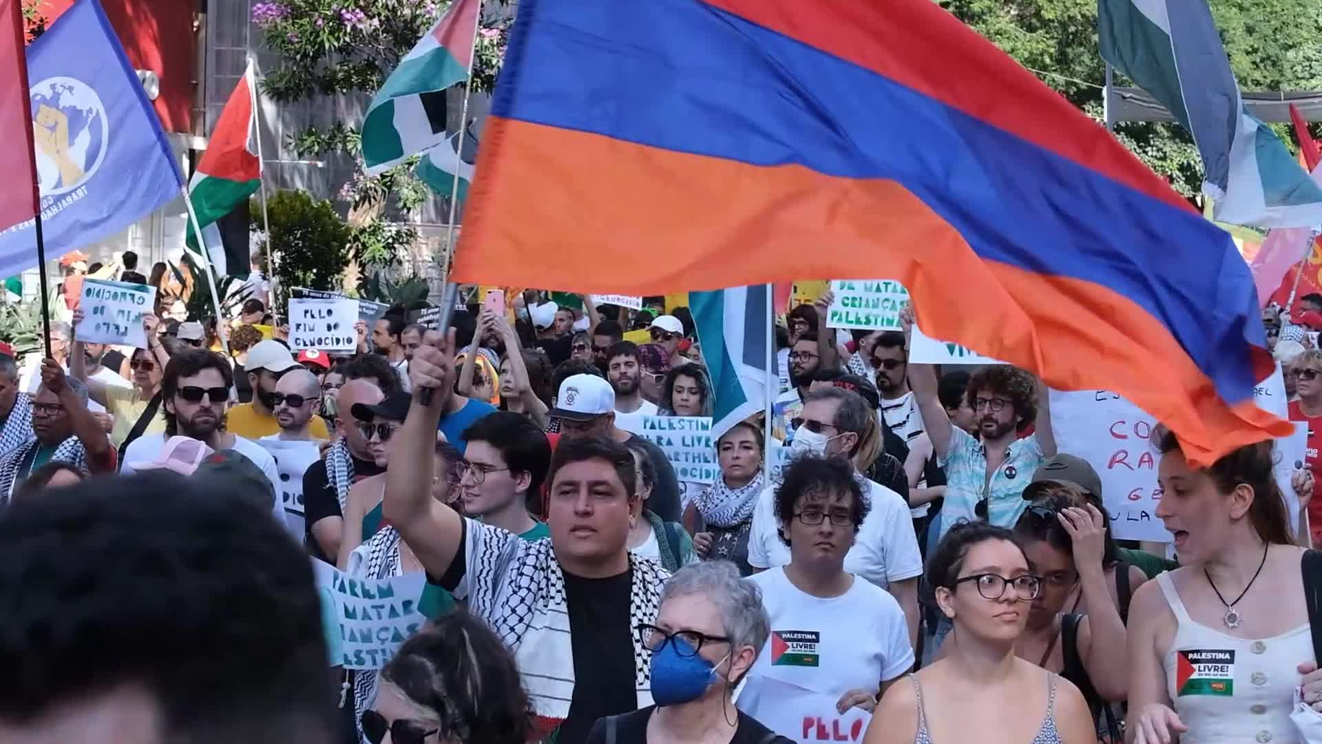 Demonstration In Support Of Palestine in Sao Paulo, Brazil