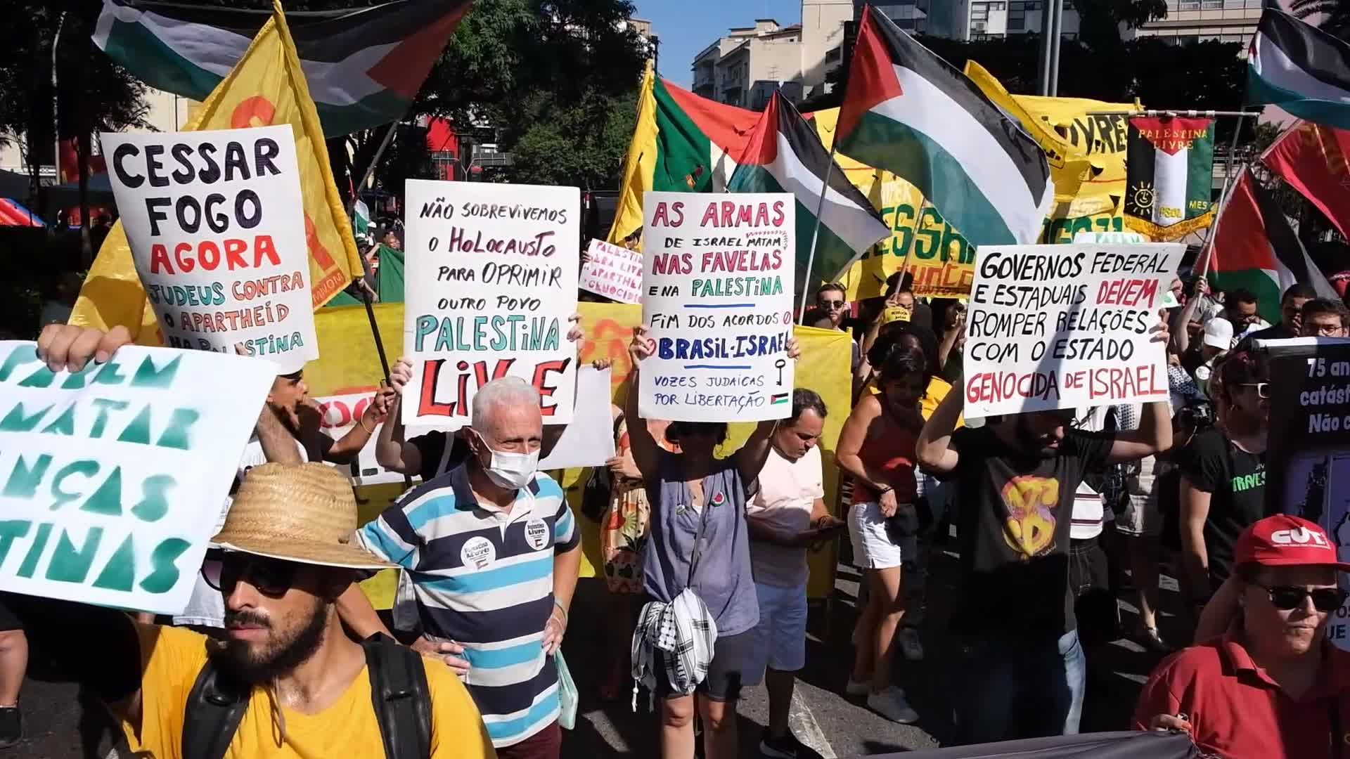 Demonstration In Support Of Palestine in Sao Paulo, Brazil