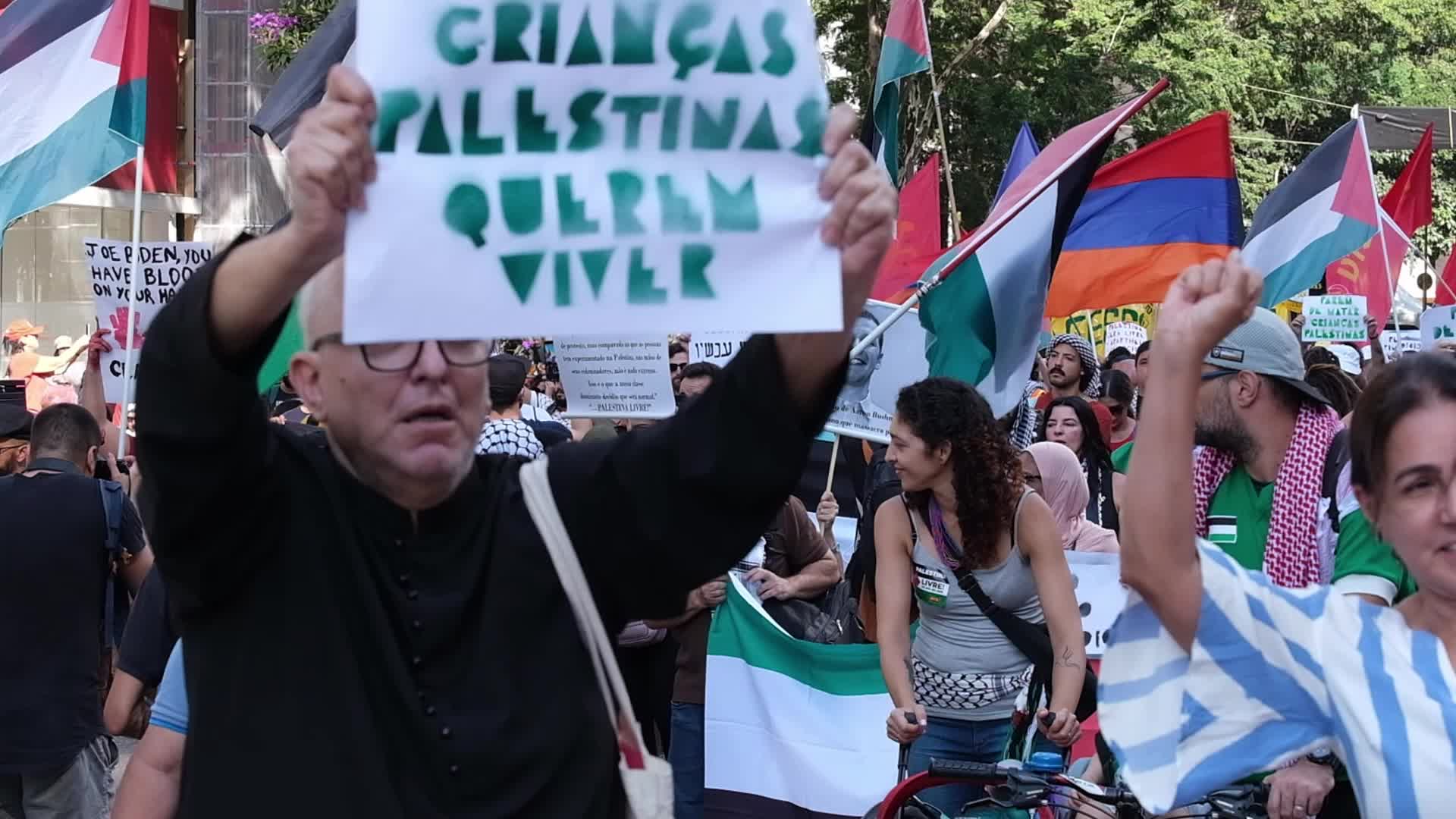 Demonstration In Support Of Palestine in Sao Paulo, Brazil