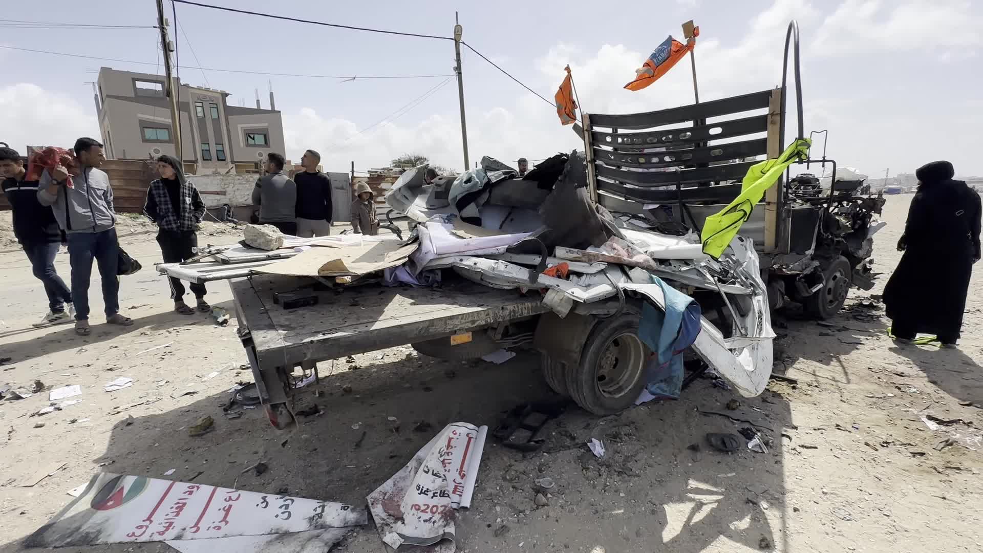 Airstrike Hits Humanitarian Aid Truck in Gaza Amidst Hamas-Israel Conflict