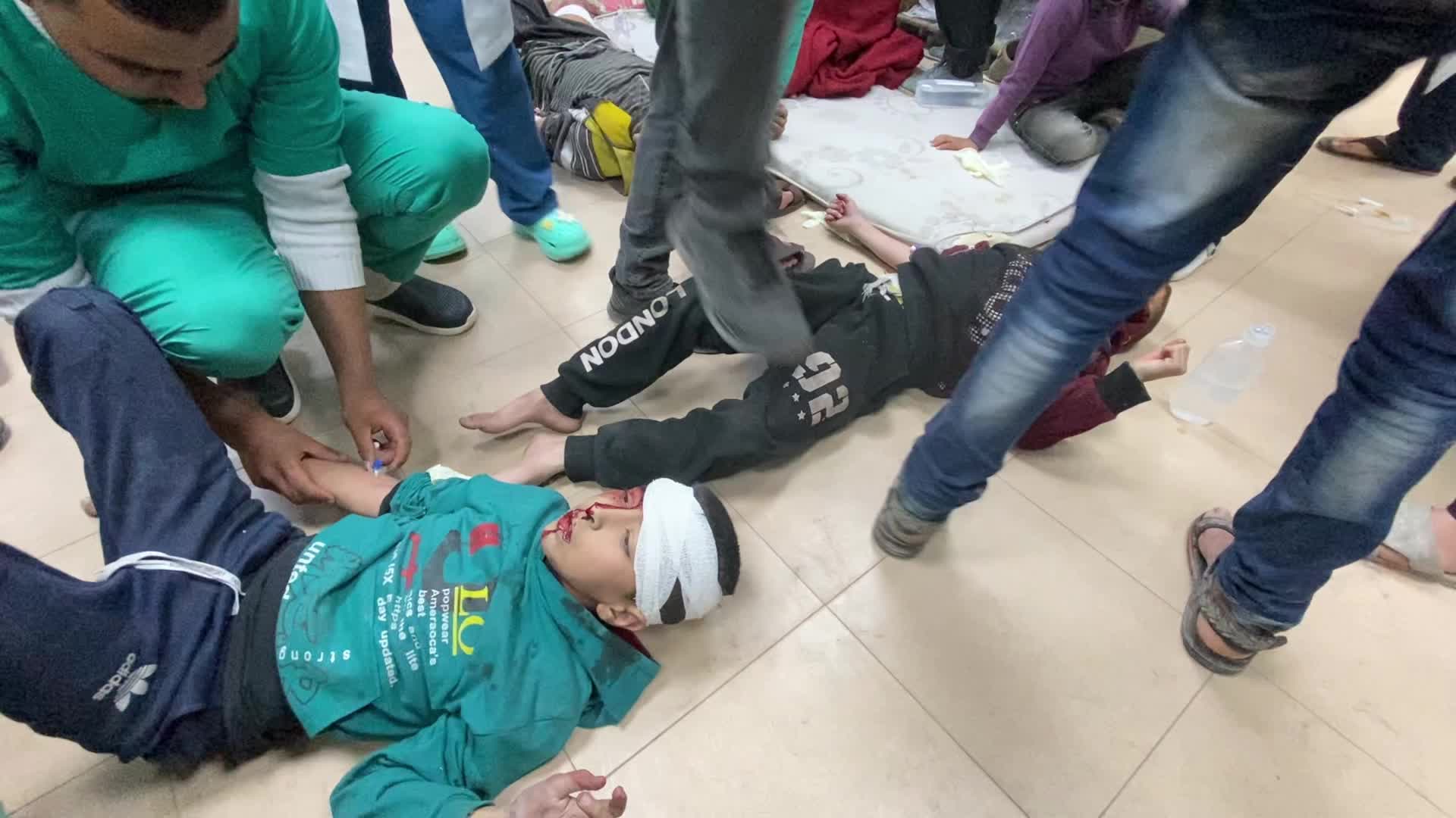 Injured Palestinians Following Israeli Airstrike In Gaza