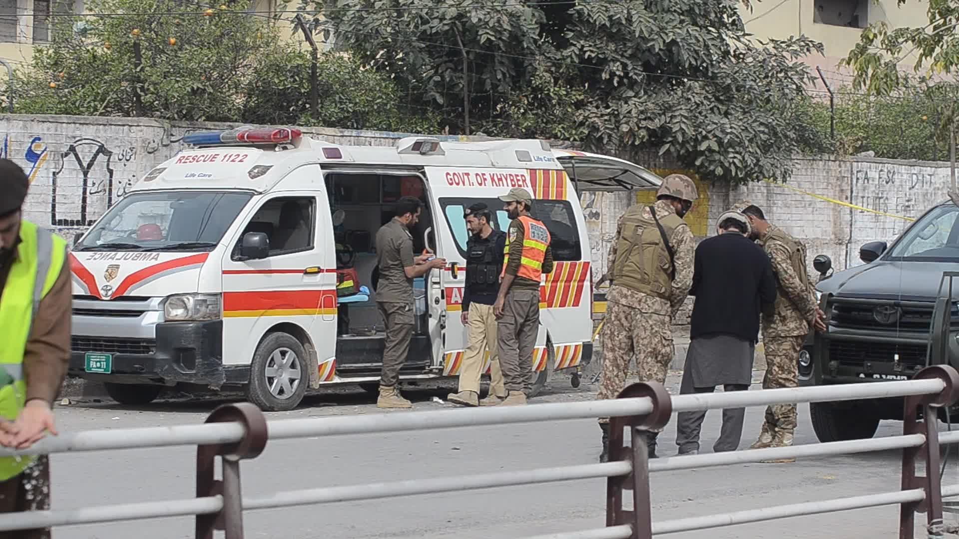 At least two people killed and one injured in an explosion on a roadside in Peshawar