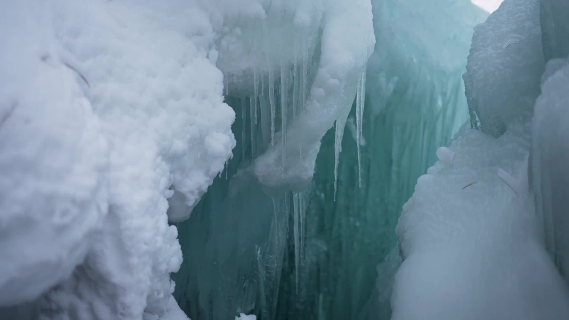Frozen waterfall in Kashmir.