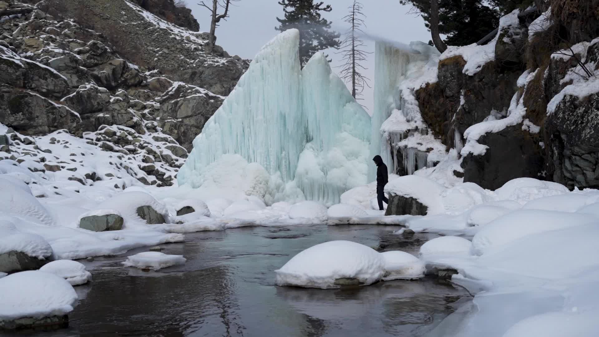 Frozen waterfall in Kashmir.