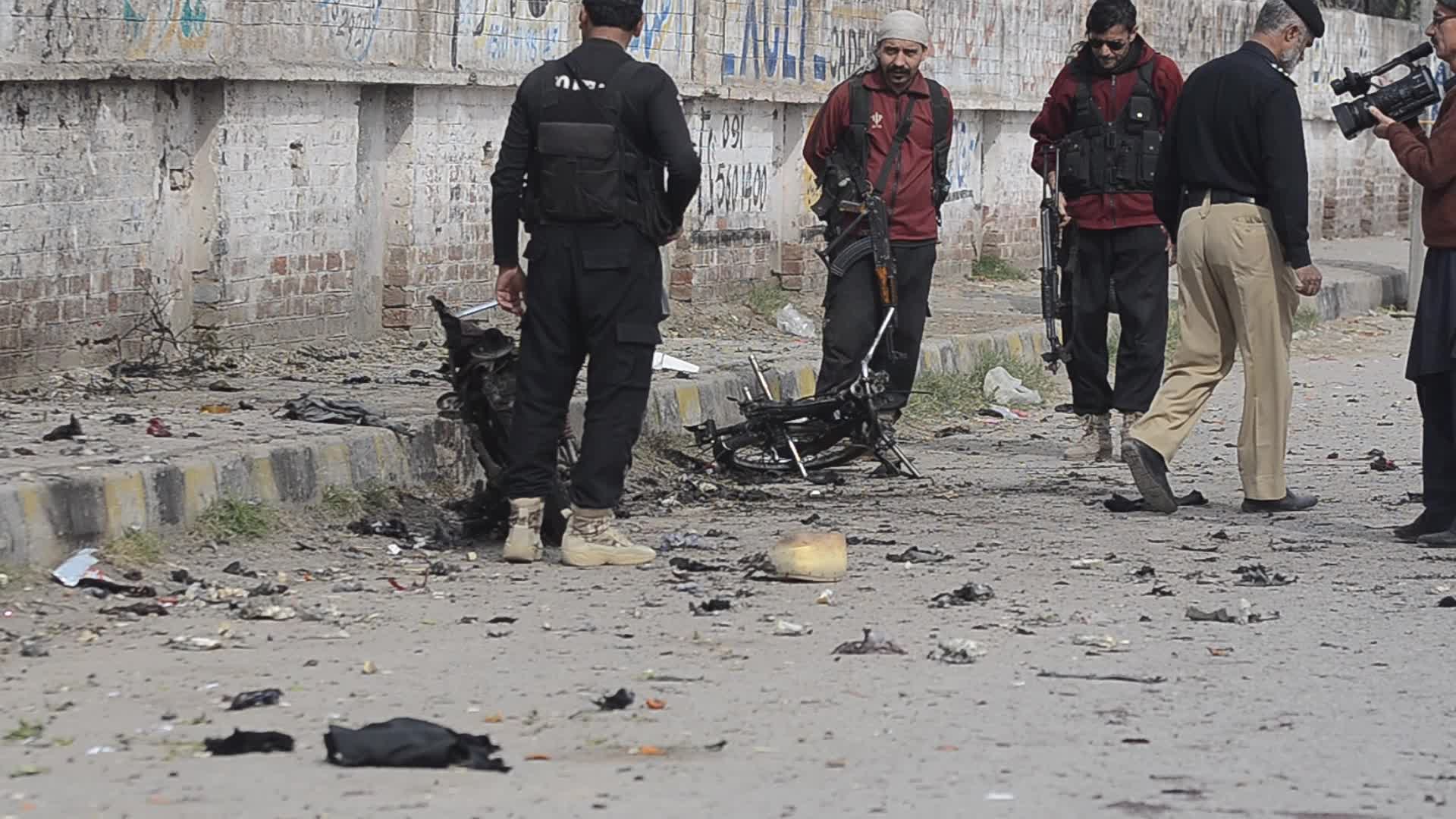 At least two people killed and one injured in an explosion on a roadside in Peshawar