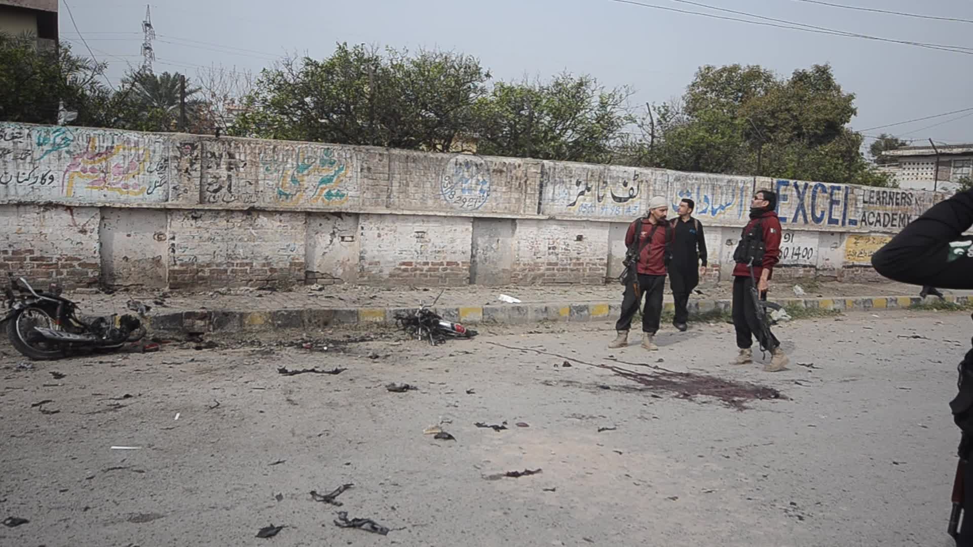 At least two people killed and one injured in an explosion on a roadside in Peshawar