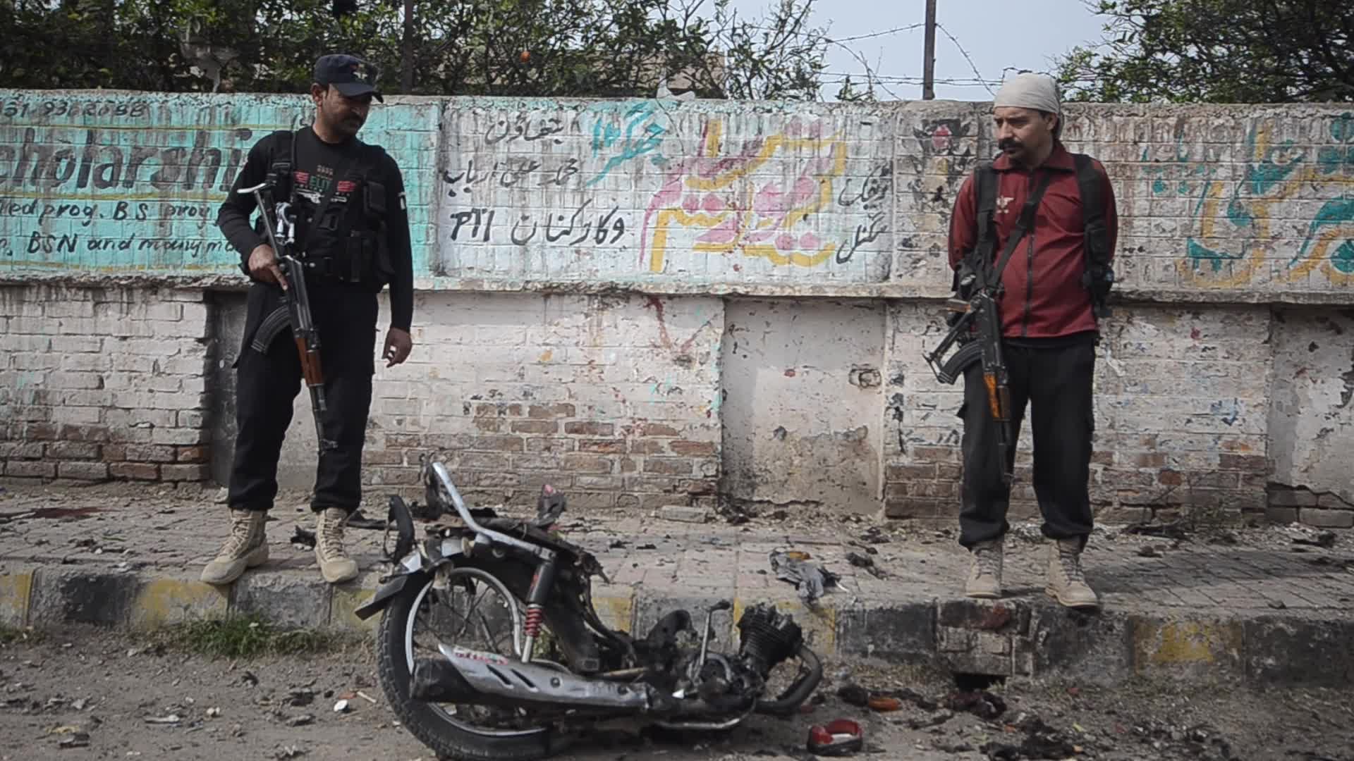 At least two people killed and one injured in an explosion on a roadside in Peshawar