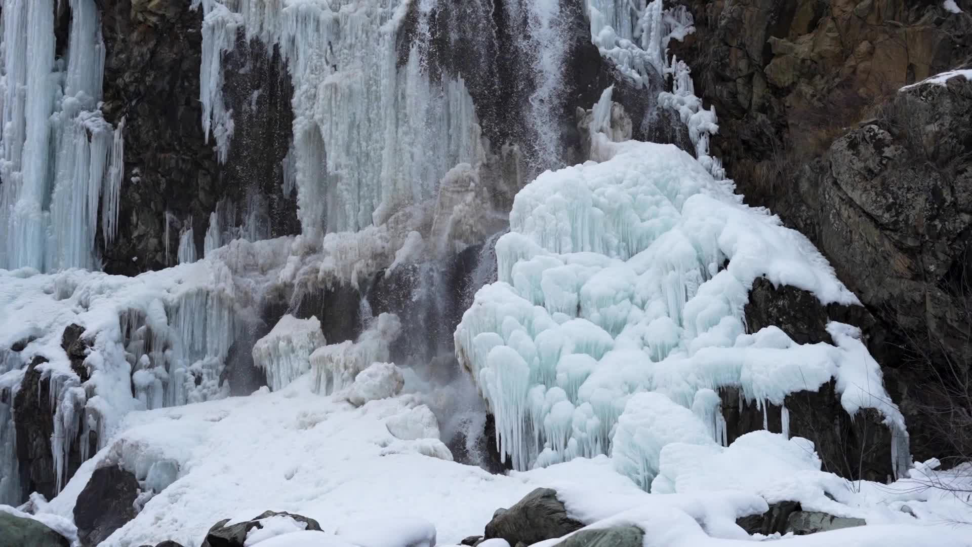 Frozen waterfall in Kashmir.