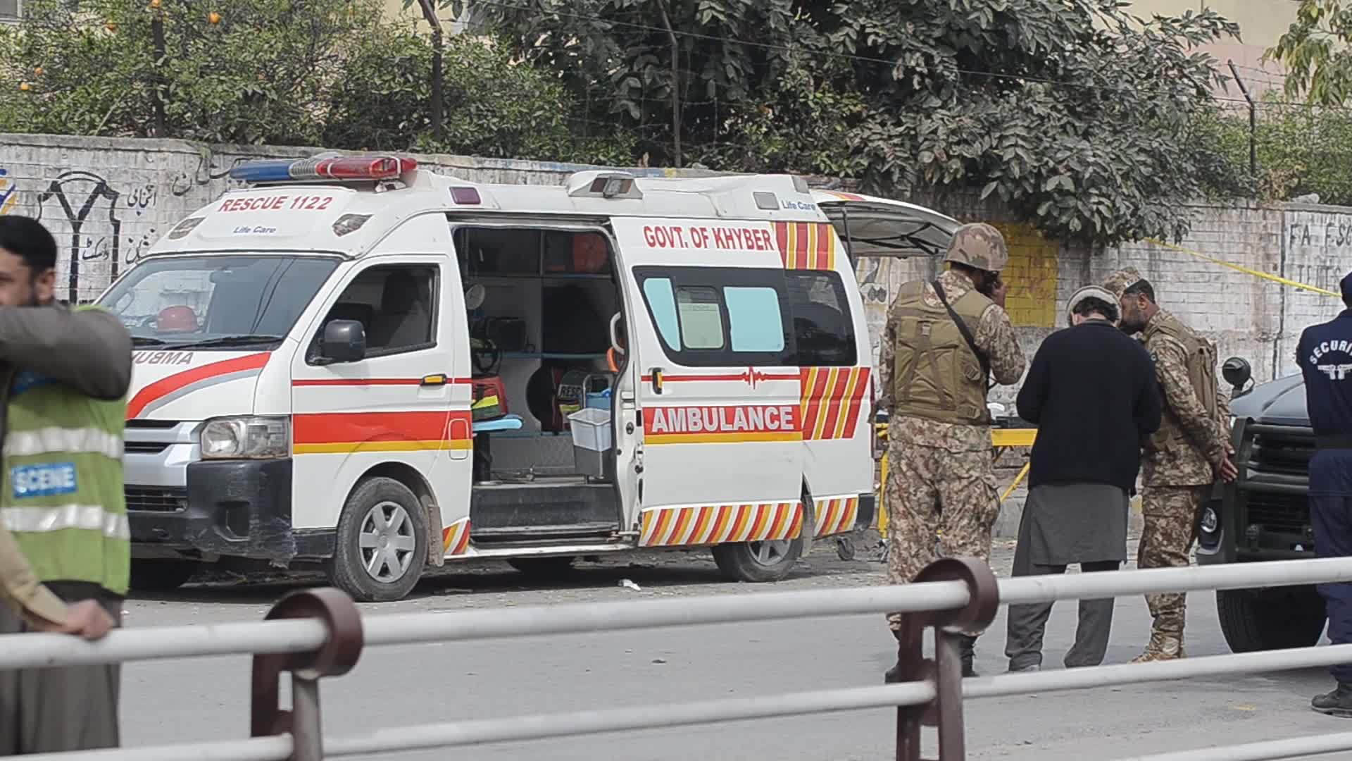 At least two people killed and one injured in an explosion on a roadside in Peshawar