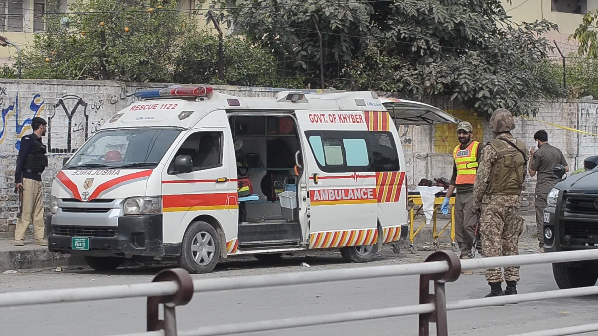 At least two people killed and one injured in an explosion on a roadside in Peshawar
