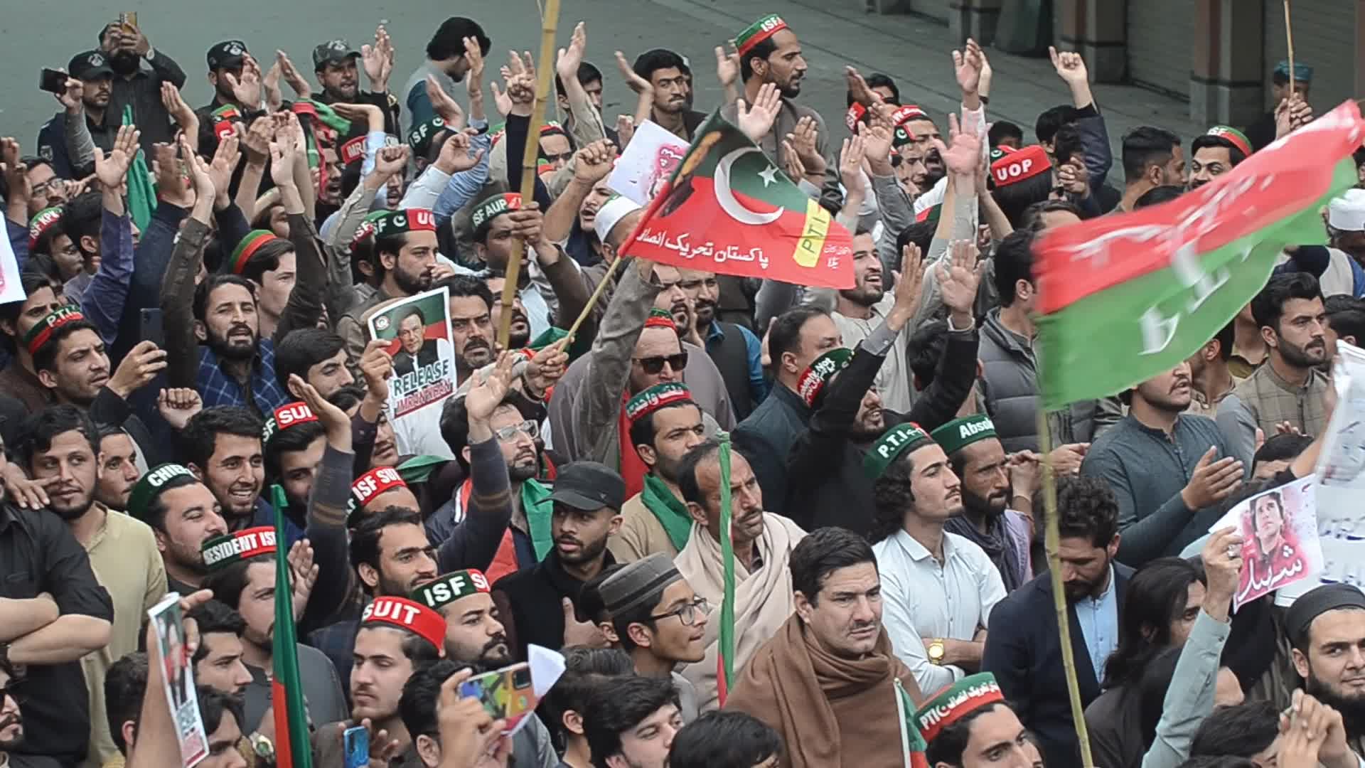 Pakistan Tehrik-e-Insaf protest against alleged rigging in general elections in Pakistan