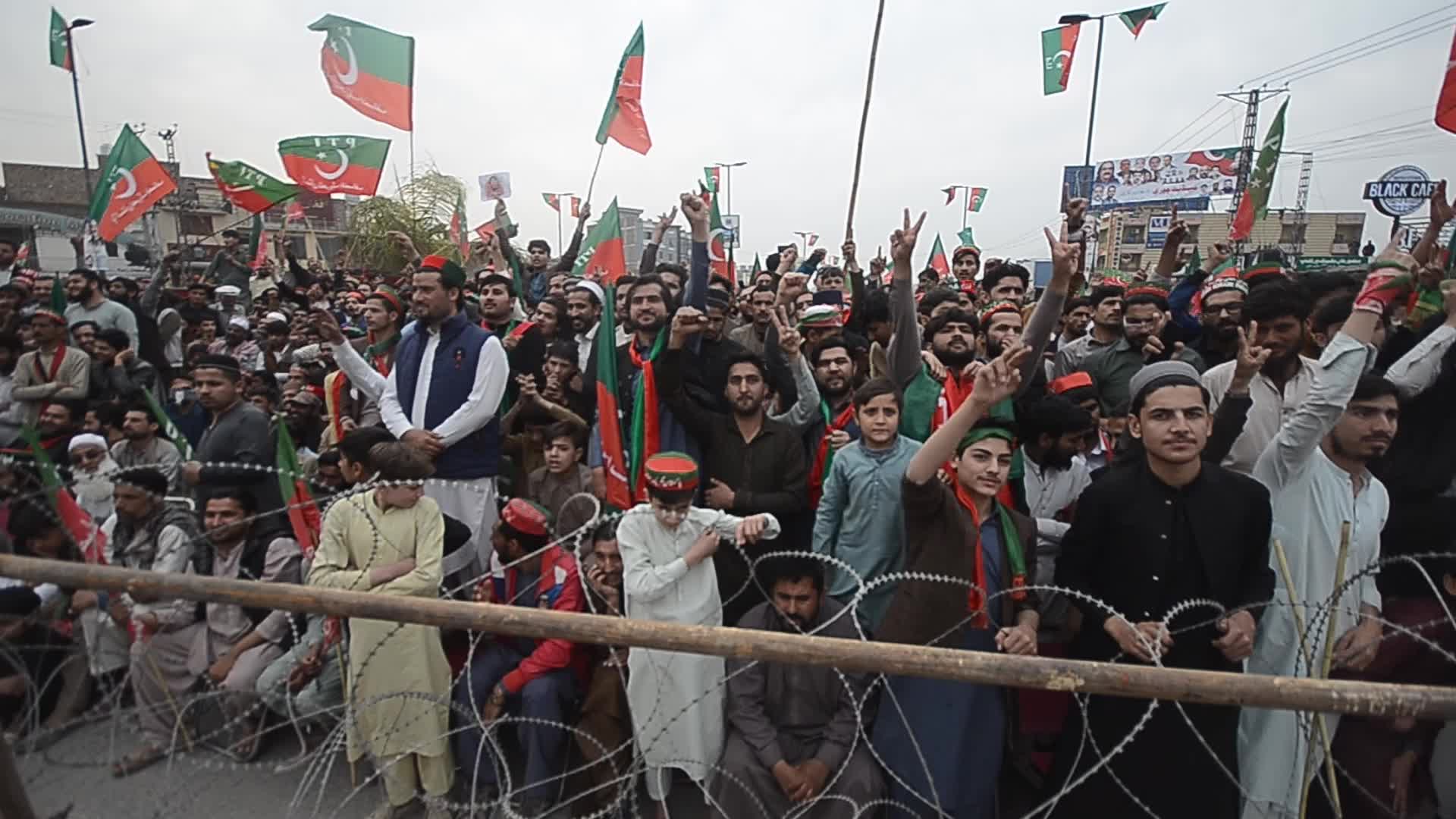 Pakistan Tehrik-e-Insaf protest against alleged rigging in general elections in Pakistan
