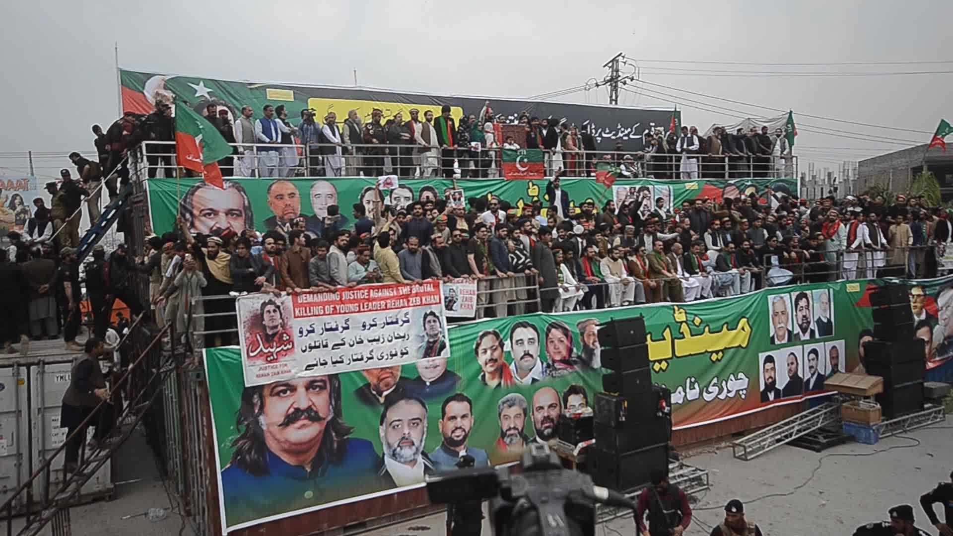 Pakistan Tehrik-e-Insaf protest against alleged rigging in general elections in Pakistan