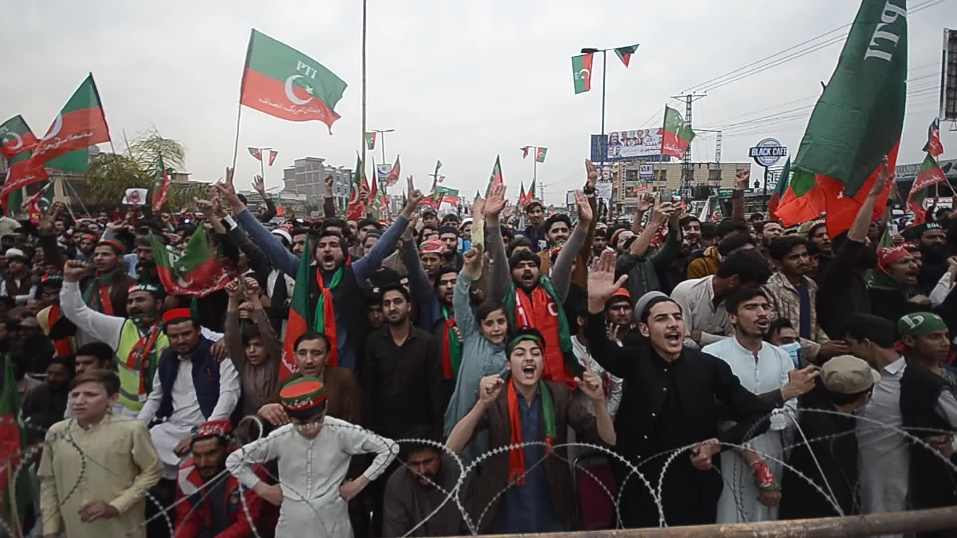 Pakistan Tehrik-e-Insaf protest against alleged rigging in general elections in Pakistan