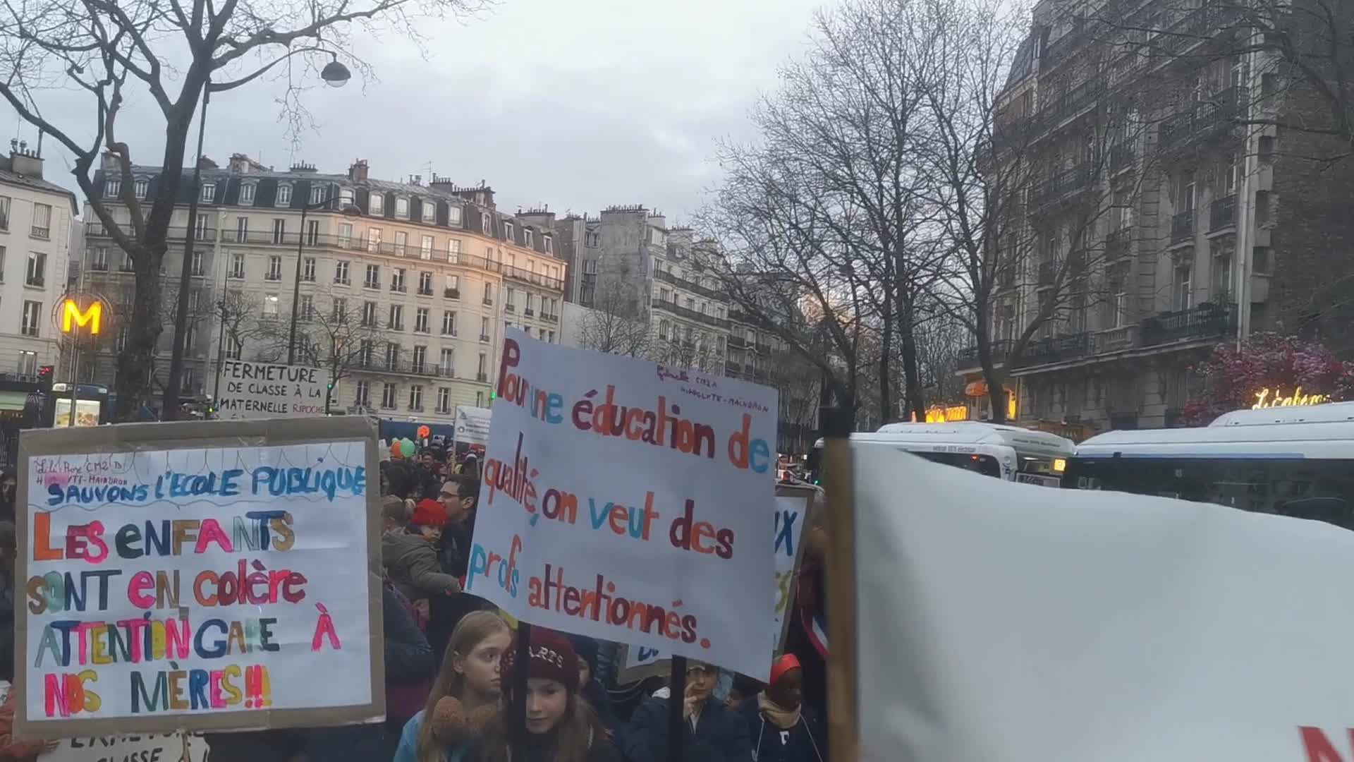 Protest In Paris, France, Against The Potential Closure of School Classes