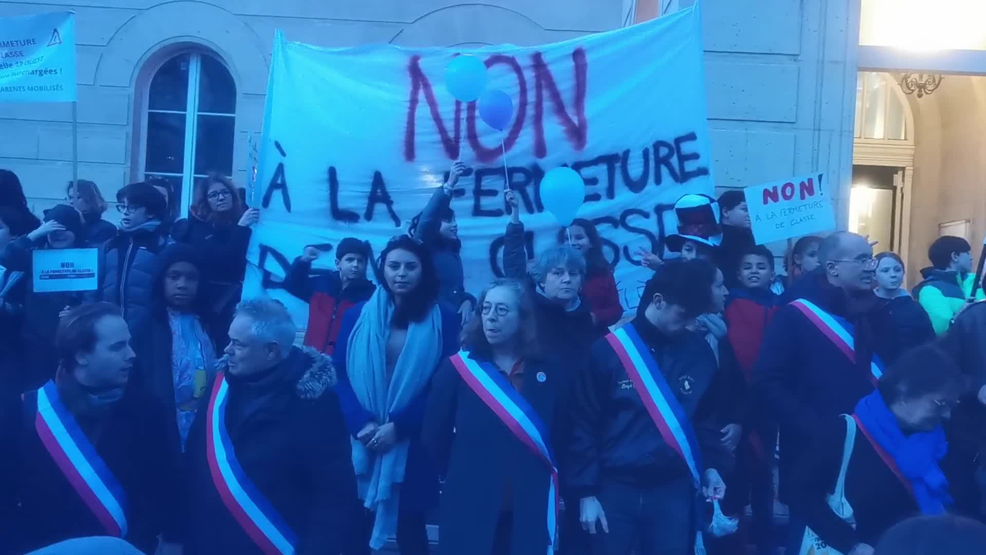 Protest In Paris, France, Against The Potential Closure of School Classes