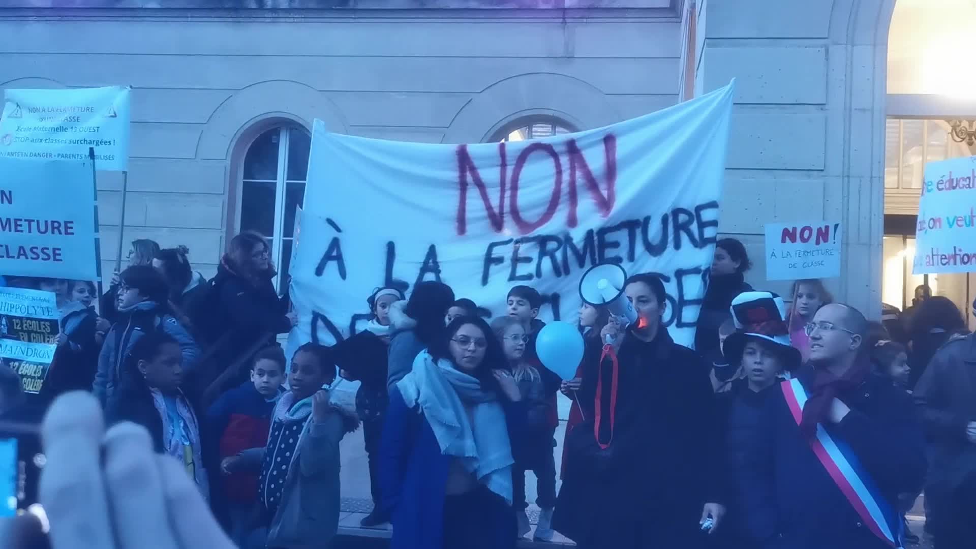 Protest In Paris, France, Against The Potential Closure of School Classes