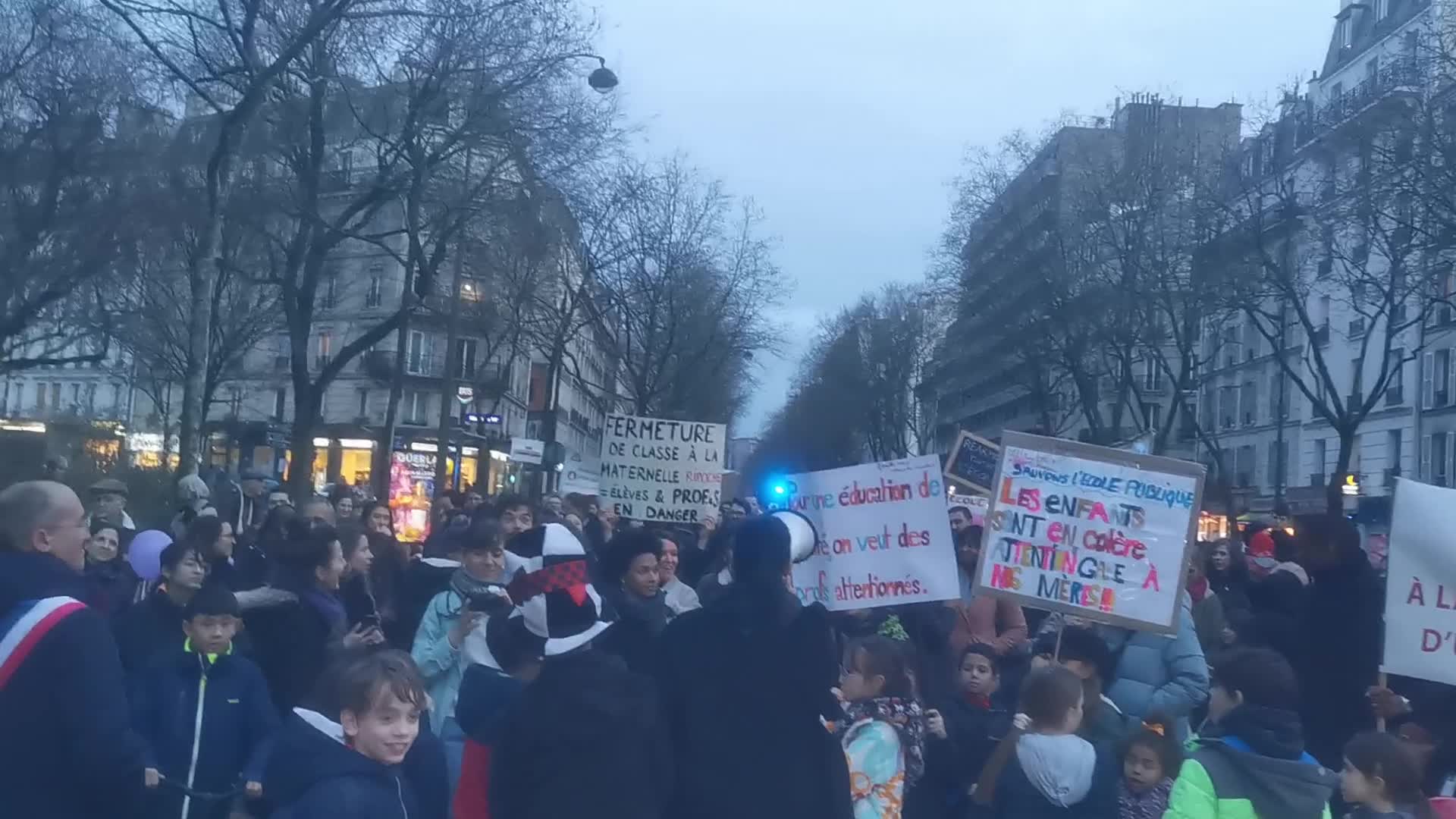Protest In Paris, France, Against The Potential Closure of School Classes