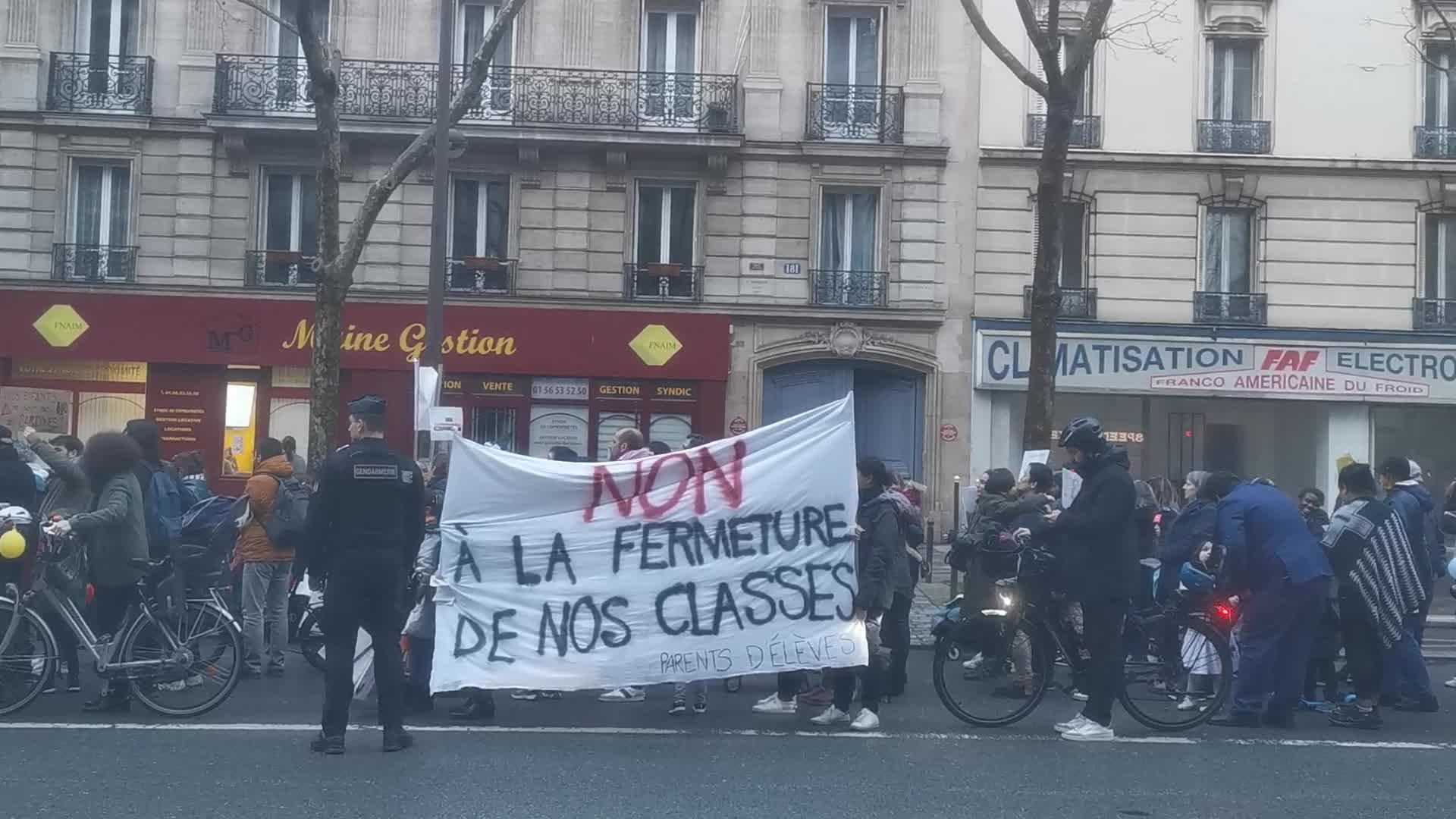 Protest In Paris, France, Against The Potential Closure of School Classes