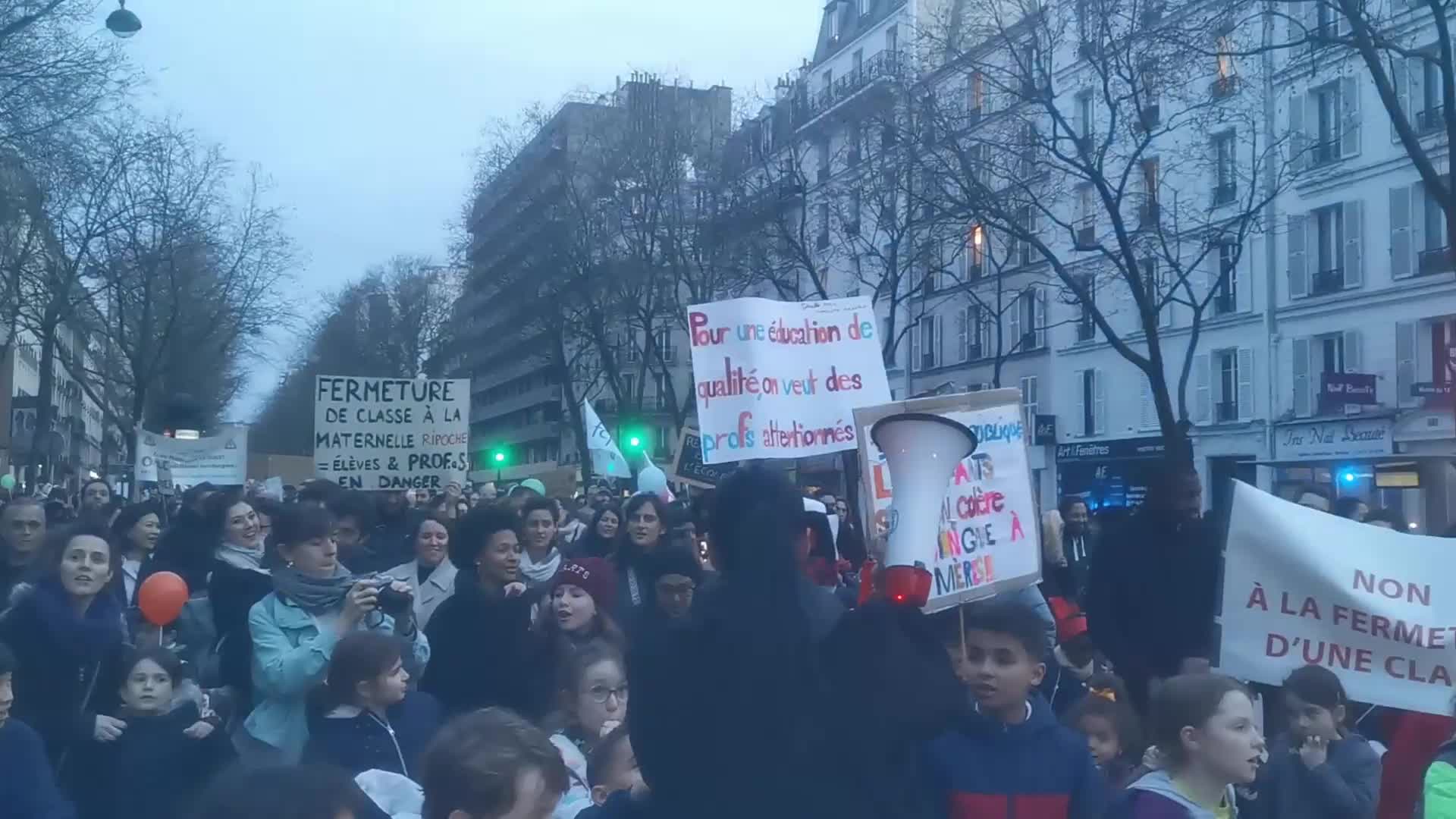 Protest In Paris, France, Against The Potential Closure of School Classes
