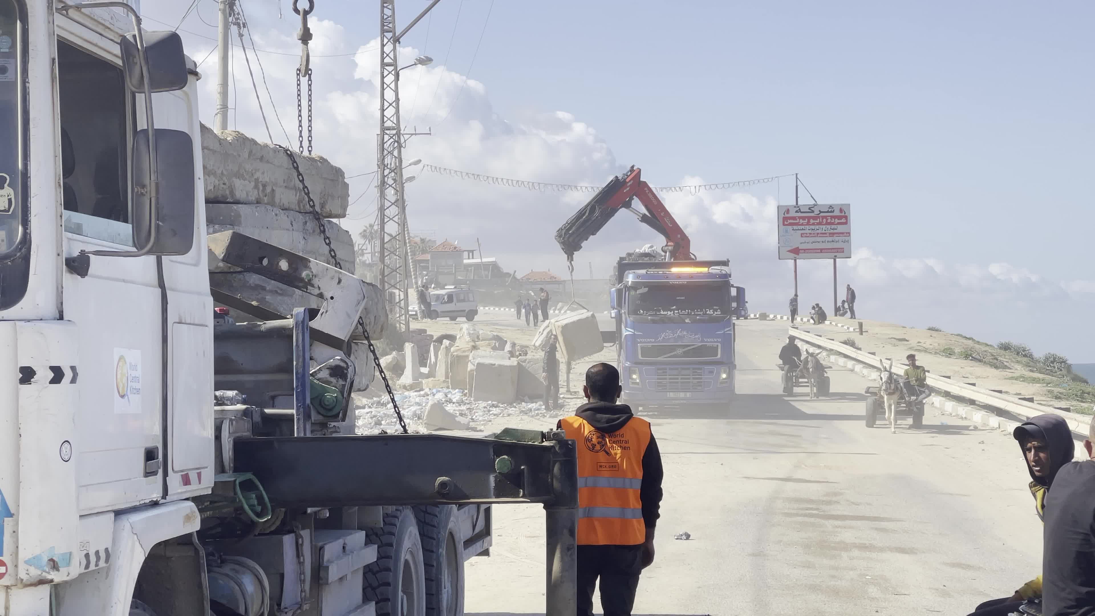 Construction Progress of Temporary Port in Gaza City Amid Hamas-Israel Conflict