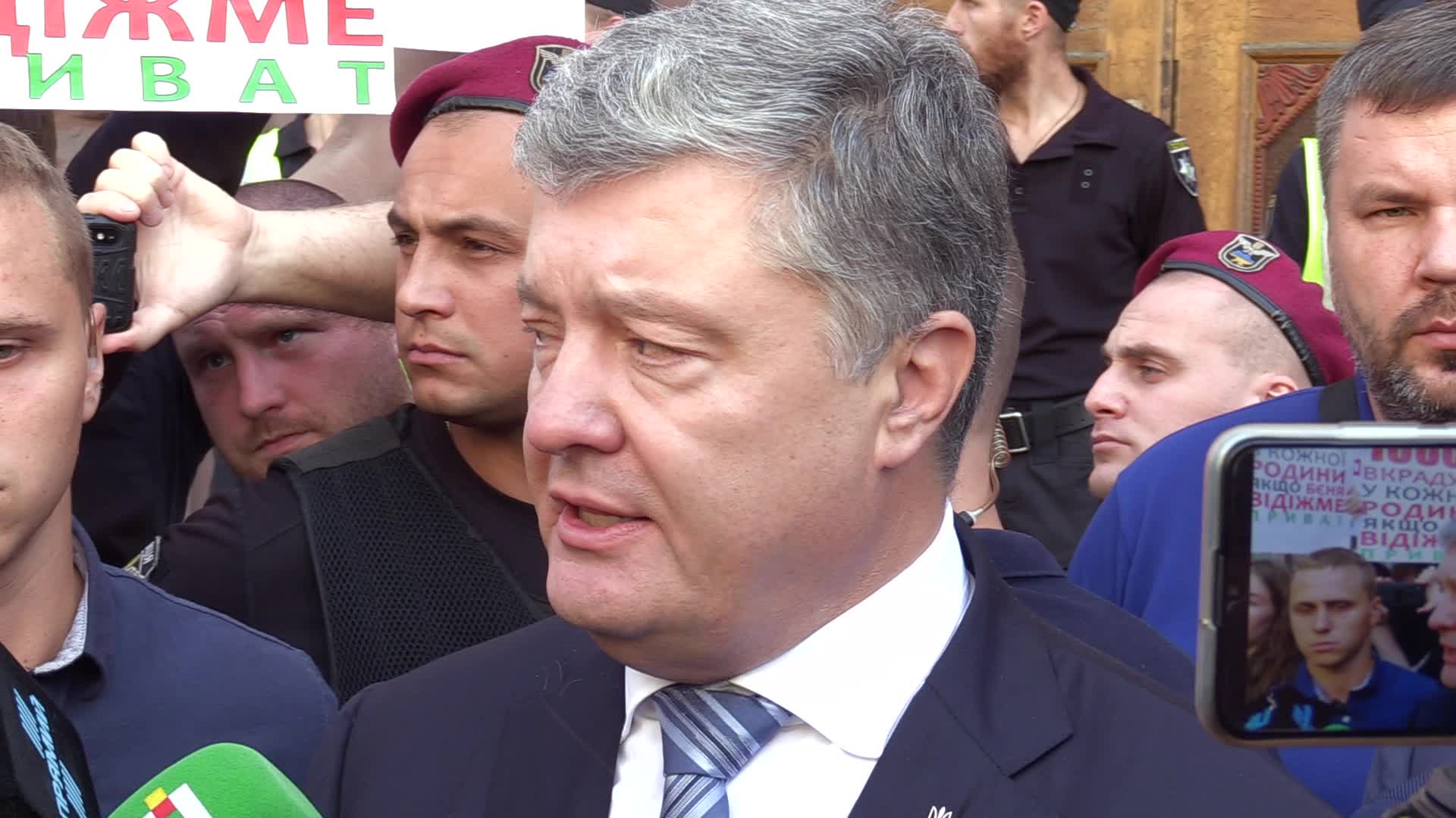Former Ukrainian President Petro Poroshenko questioned at the State Investigations Bureau in Kiev