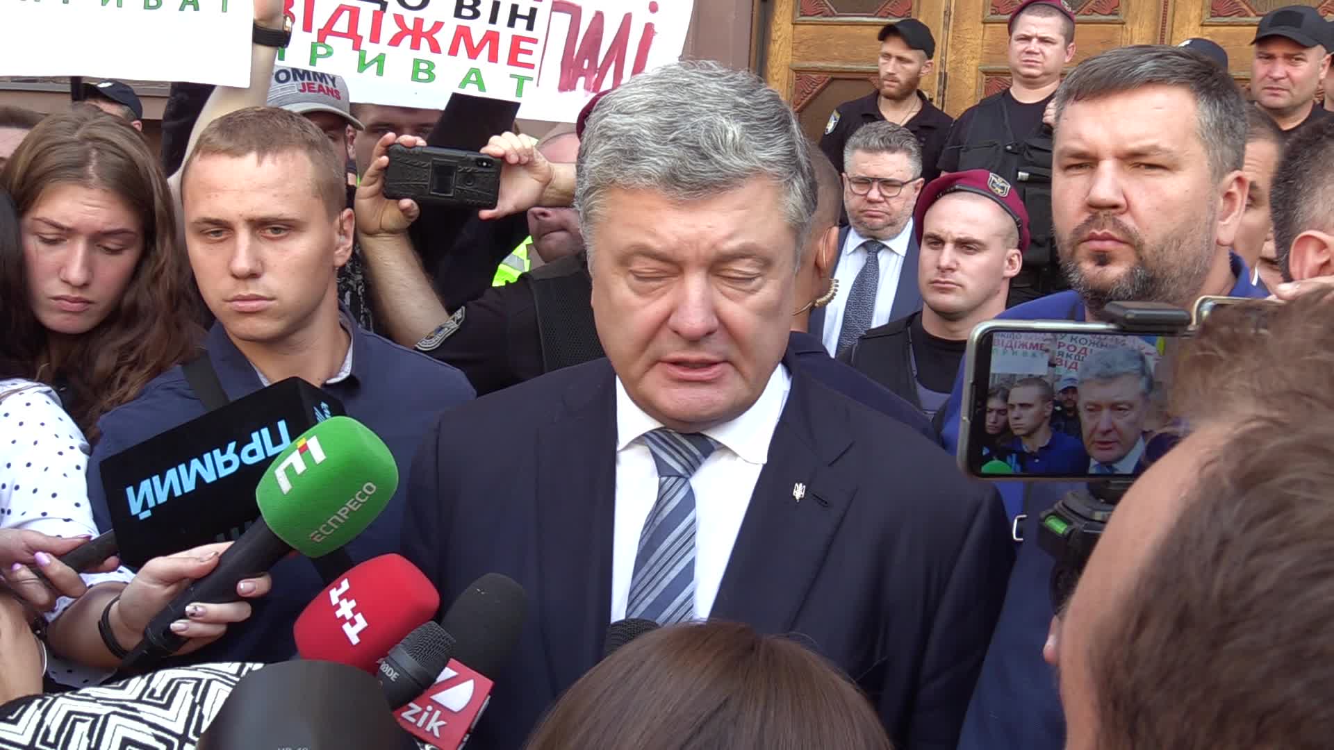 Former Ukrainian President Petro Poroshenko questioned at the State Investigations Bureau in Kiev