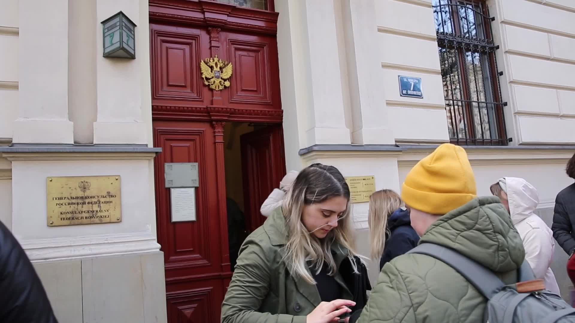 Russian opposition protest during Presidential election in Krakow