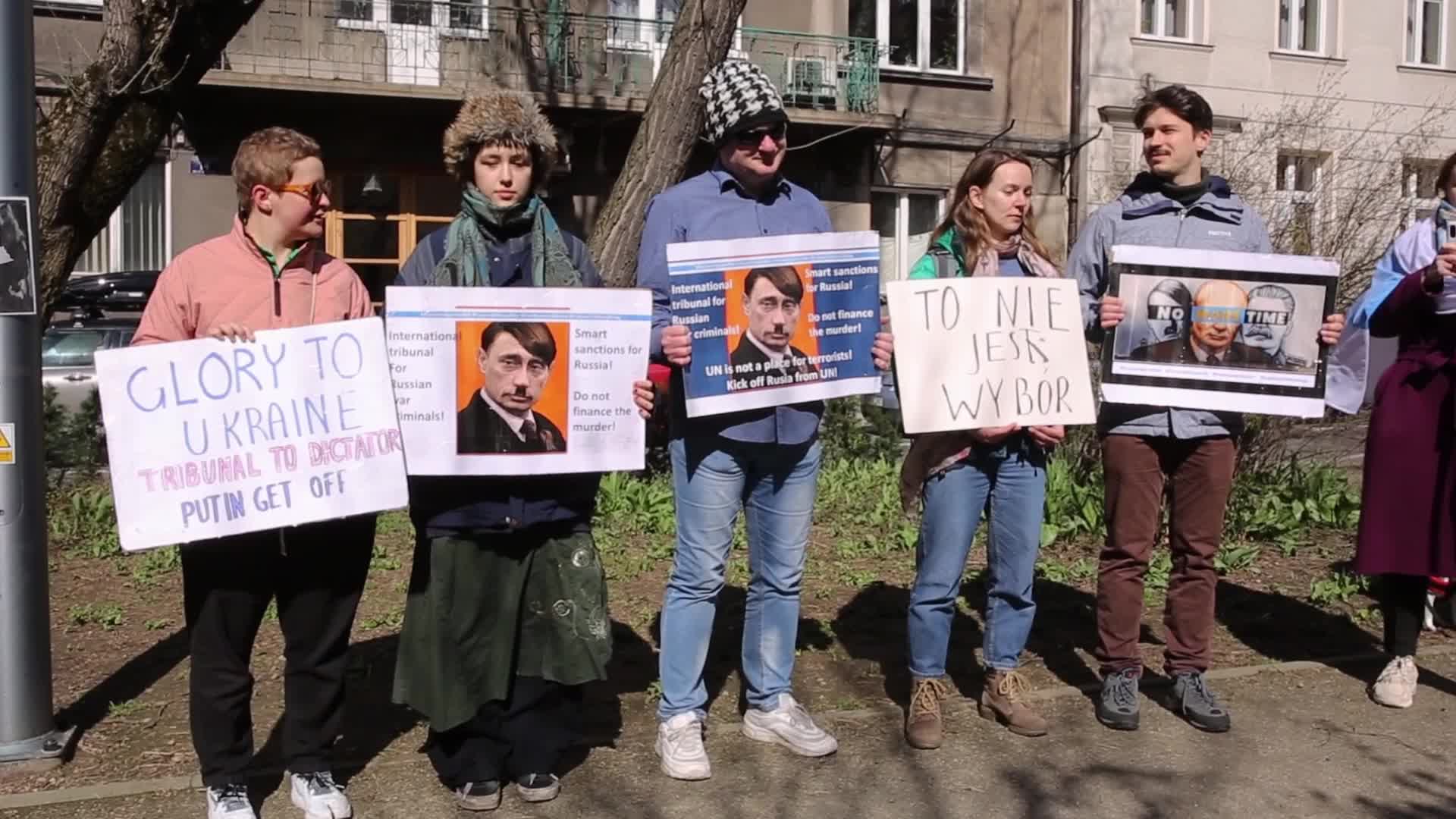 Russian opposition protest during Presidential election in Krakow