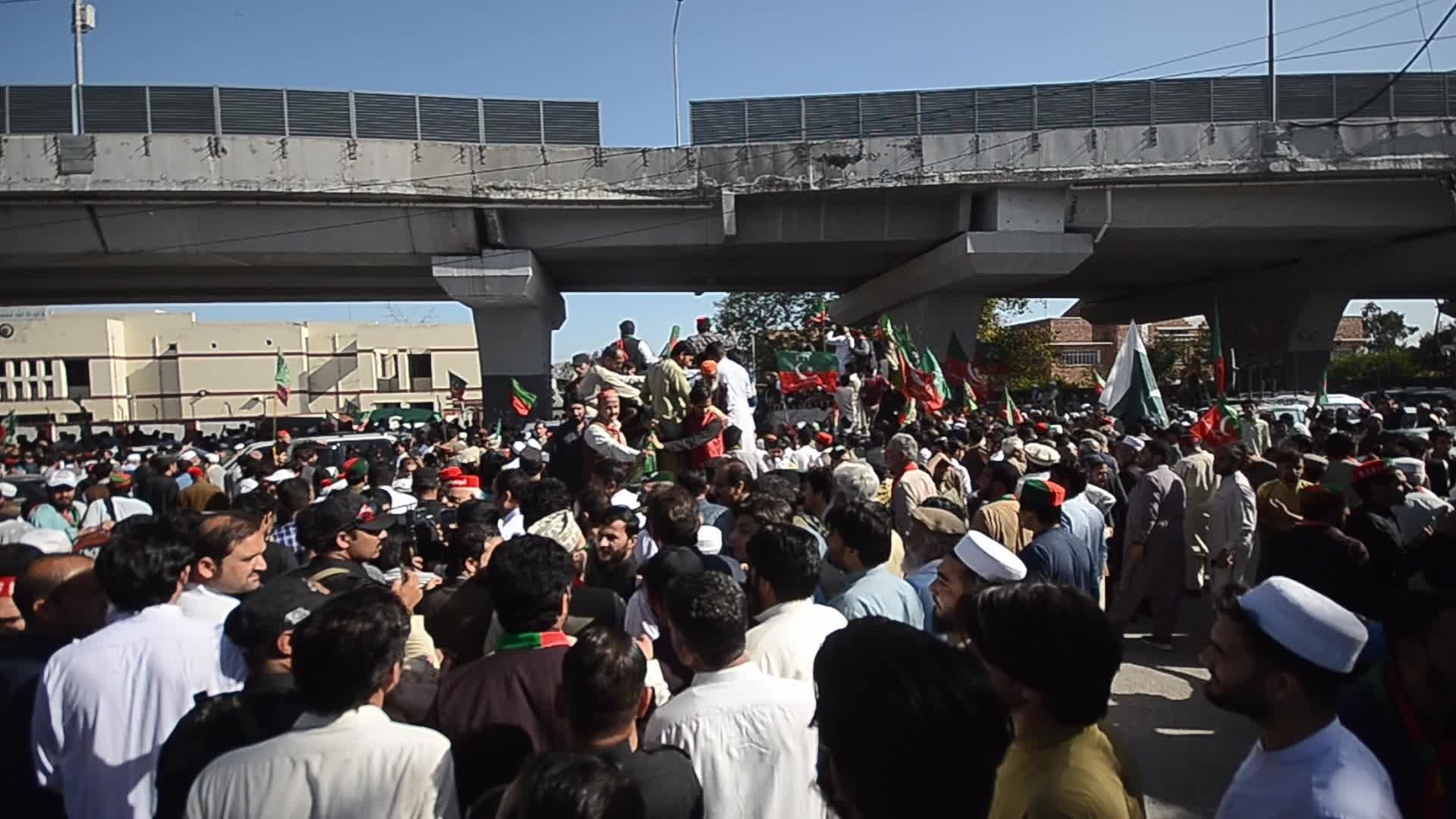 Pakistan Tehrik-e-Insaf party rally in solidarity with judicial independence in Peshawar 