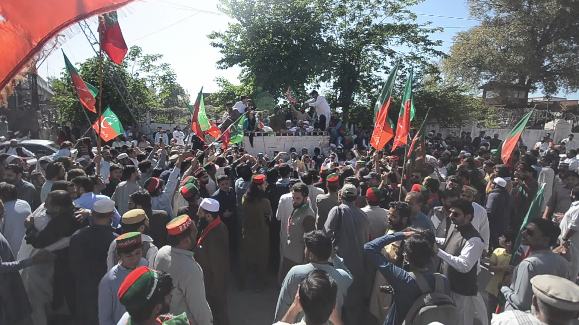 Pakistan Tehrik-e-Insaf party rally in solidarity with judicial independence in Peshawar 
