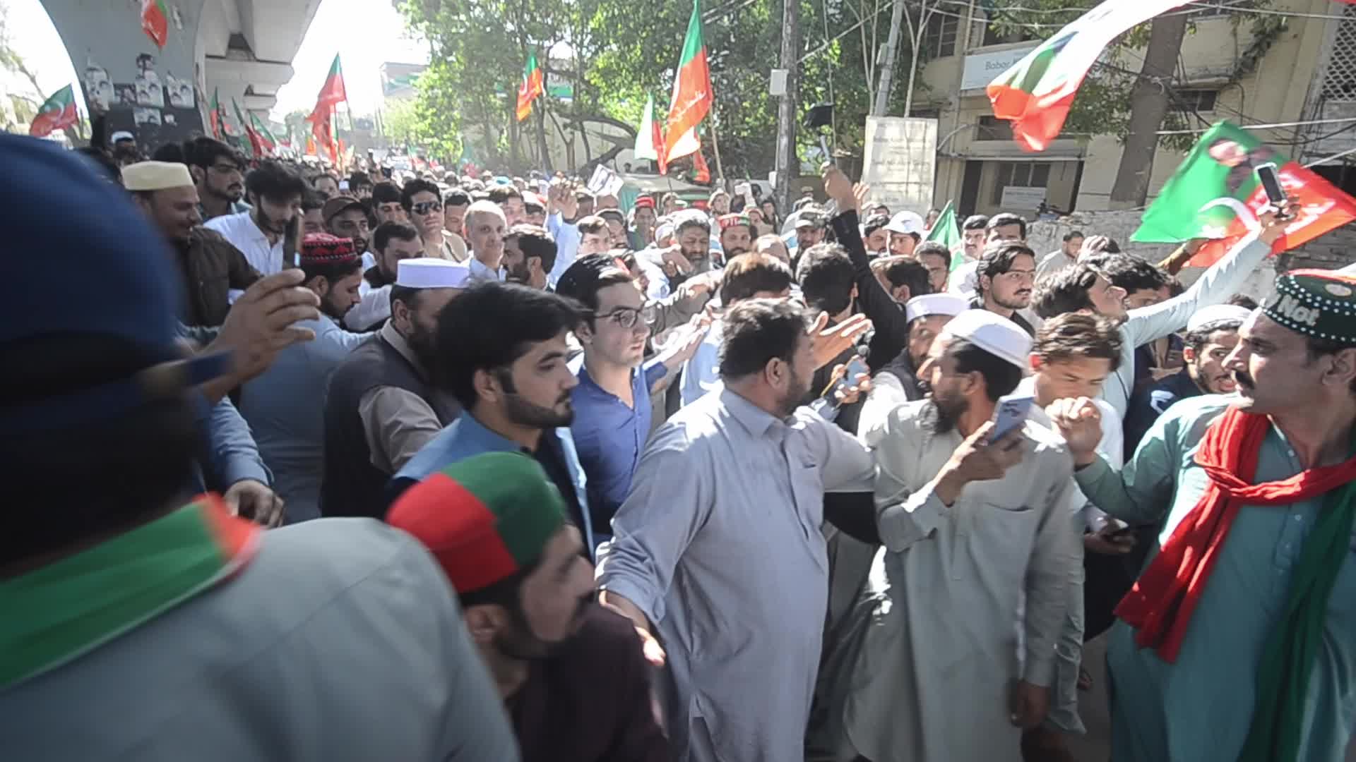 Pakistan Tehrik-e-Insaf party rally in solidarity with judicial independence in Peshawar 