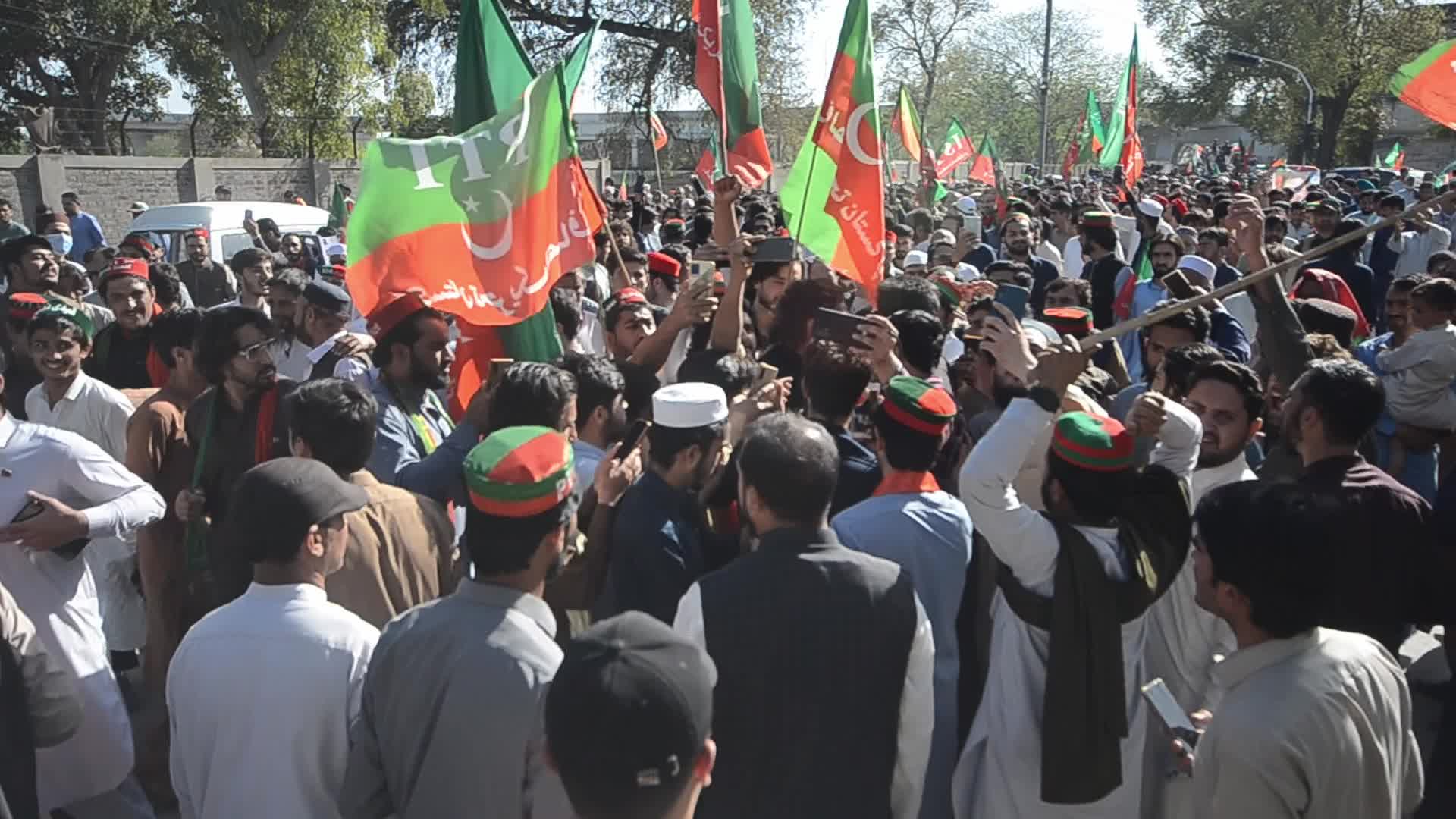 Pakistan Tehrik-e-Insaf party rally in solidarity with judicial independence in Peshawar 