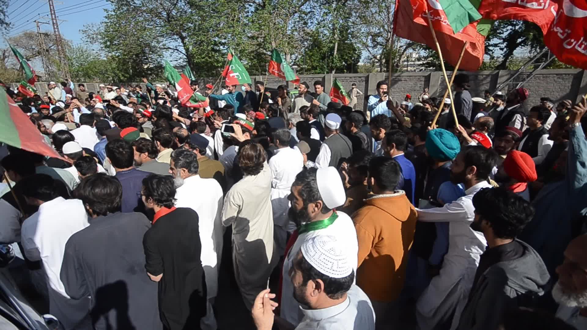 Pakistan Tehrik-e-Insaf party rally in solidarity with judicial independence in Peshawar 