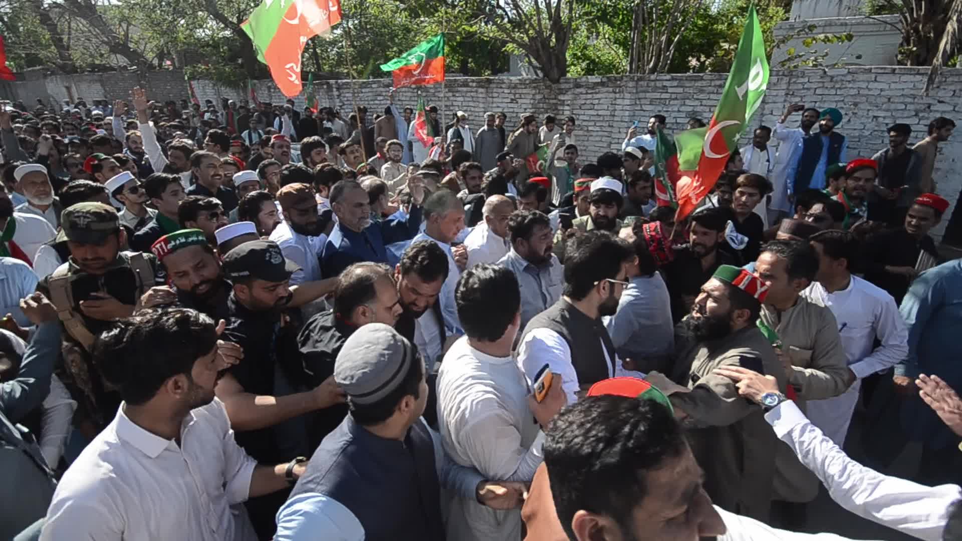 Pakistan Tehrik-e-Insaf party rally in solidarity with judicial independence in Peshawar 