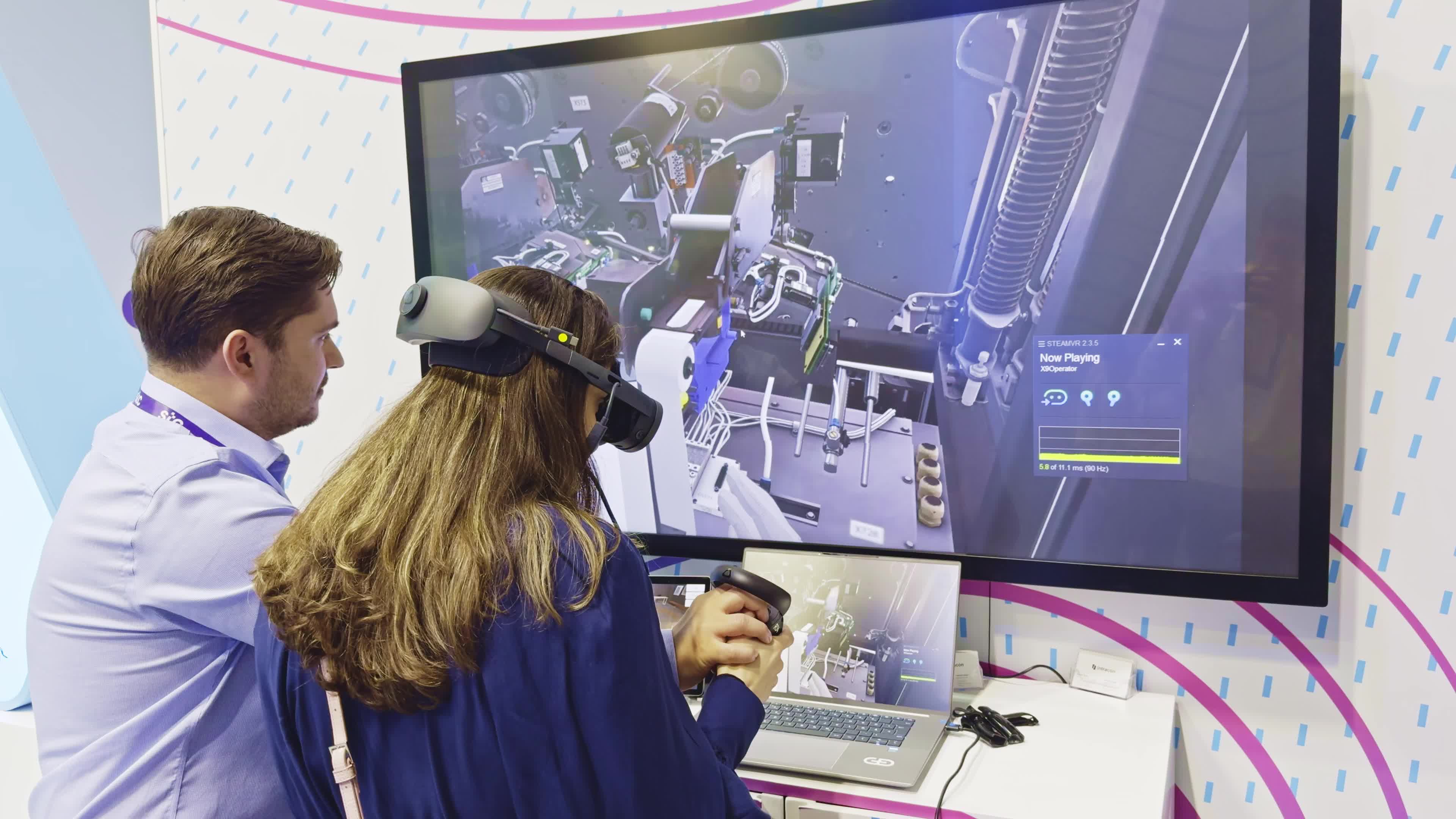 A woman using the  HTC VIVE XR Elite