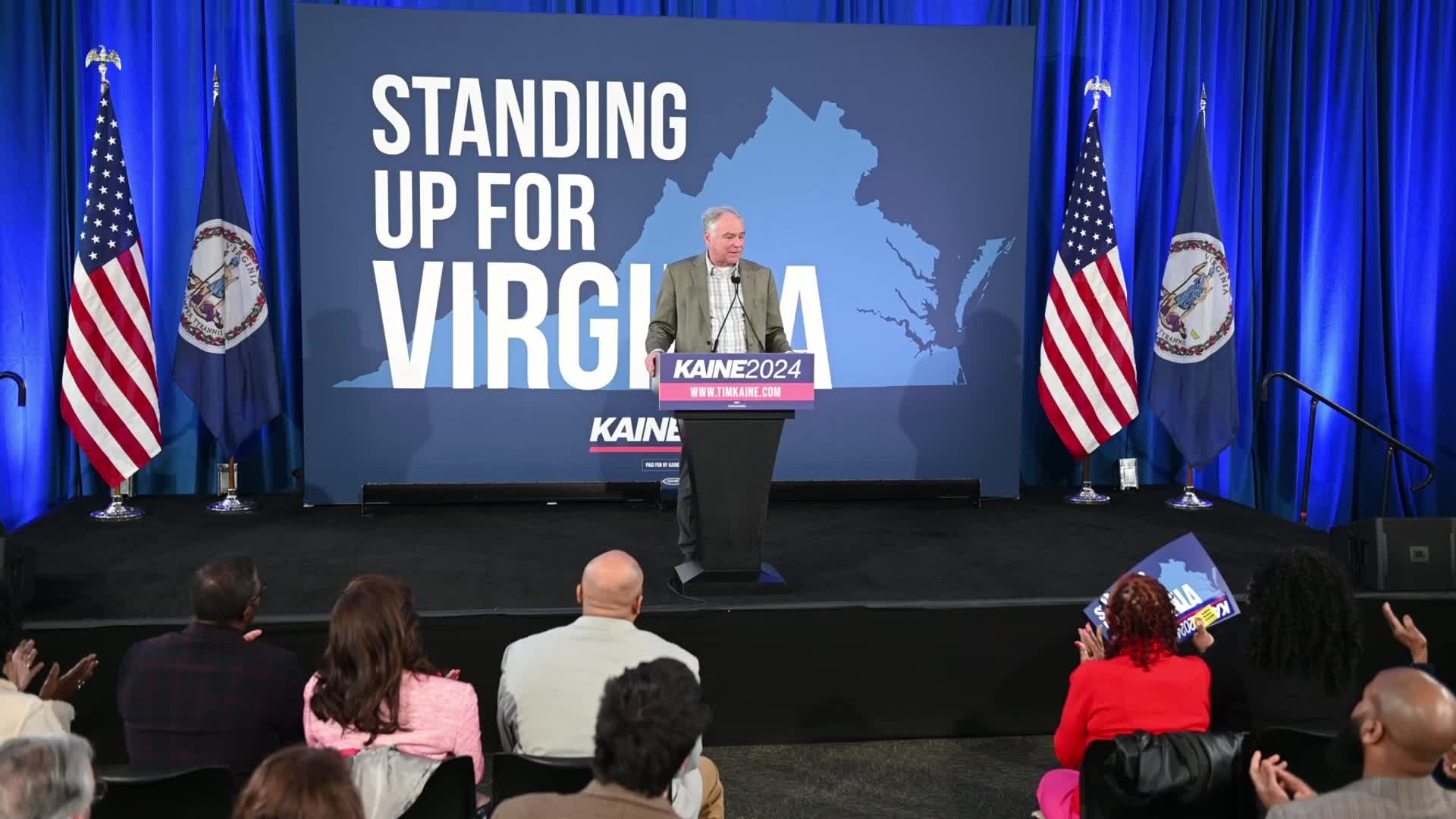 Pro-Gaza-Ceasefire Protesters Interrupt Senator Tim Kaine at Norfolk Campaign Stop 