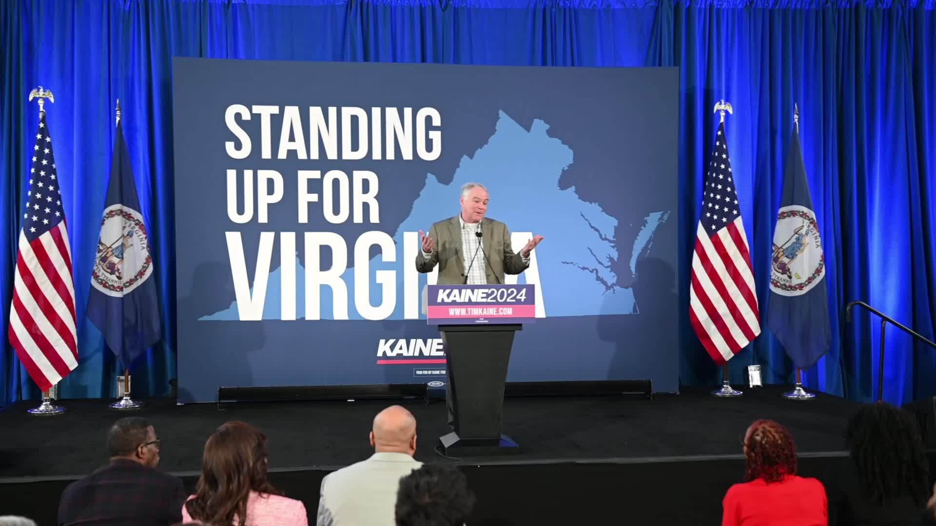 Pro-Gaza-Ceasefire Protesters Interrupt Senator Tim Kaine at Norfolk Campaign Stop 