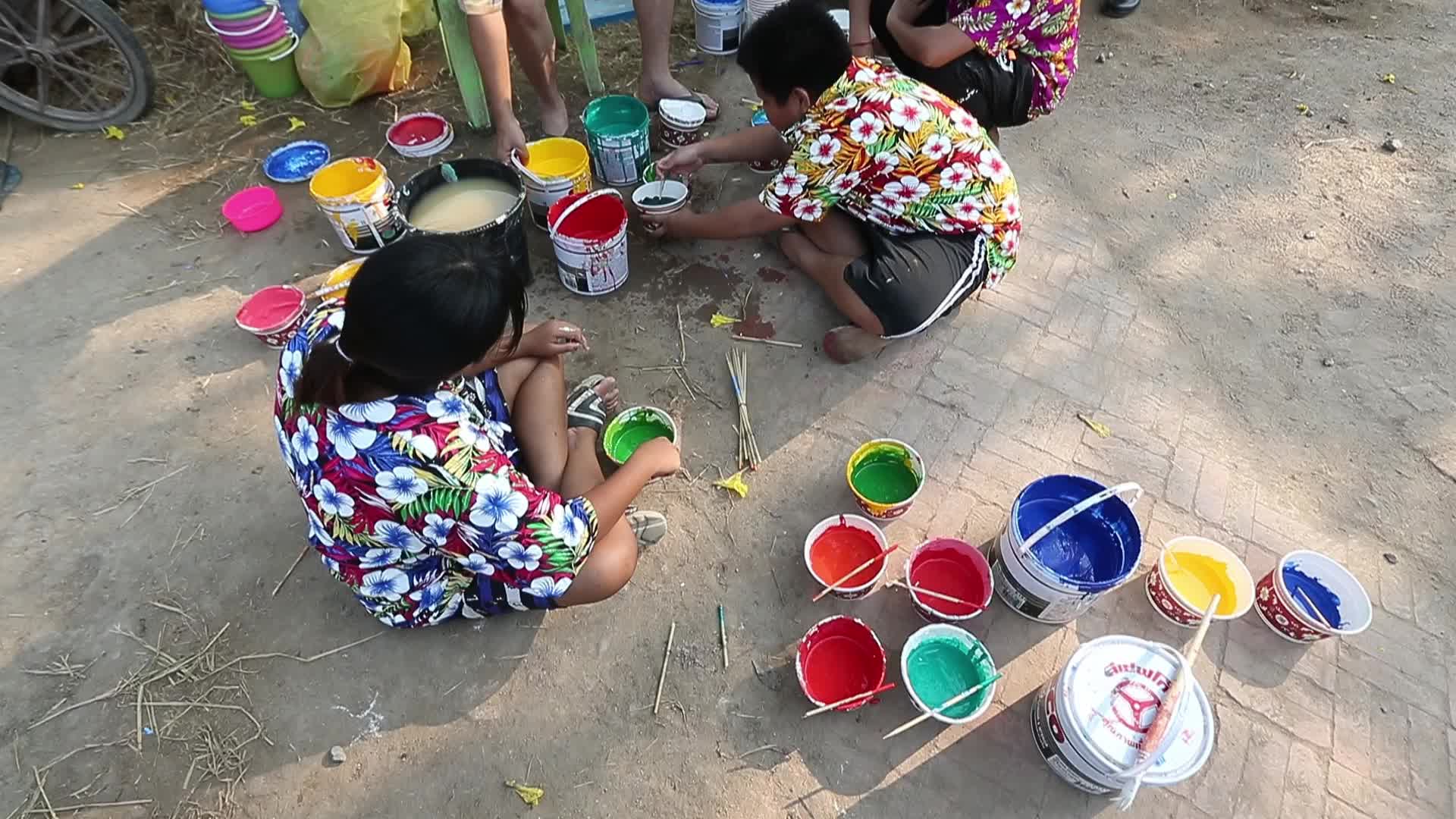 Elephants play at Thai Songkran Water Festival