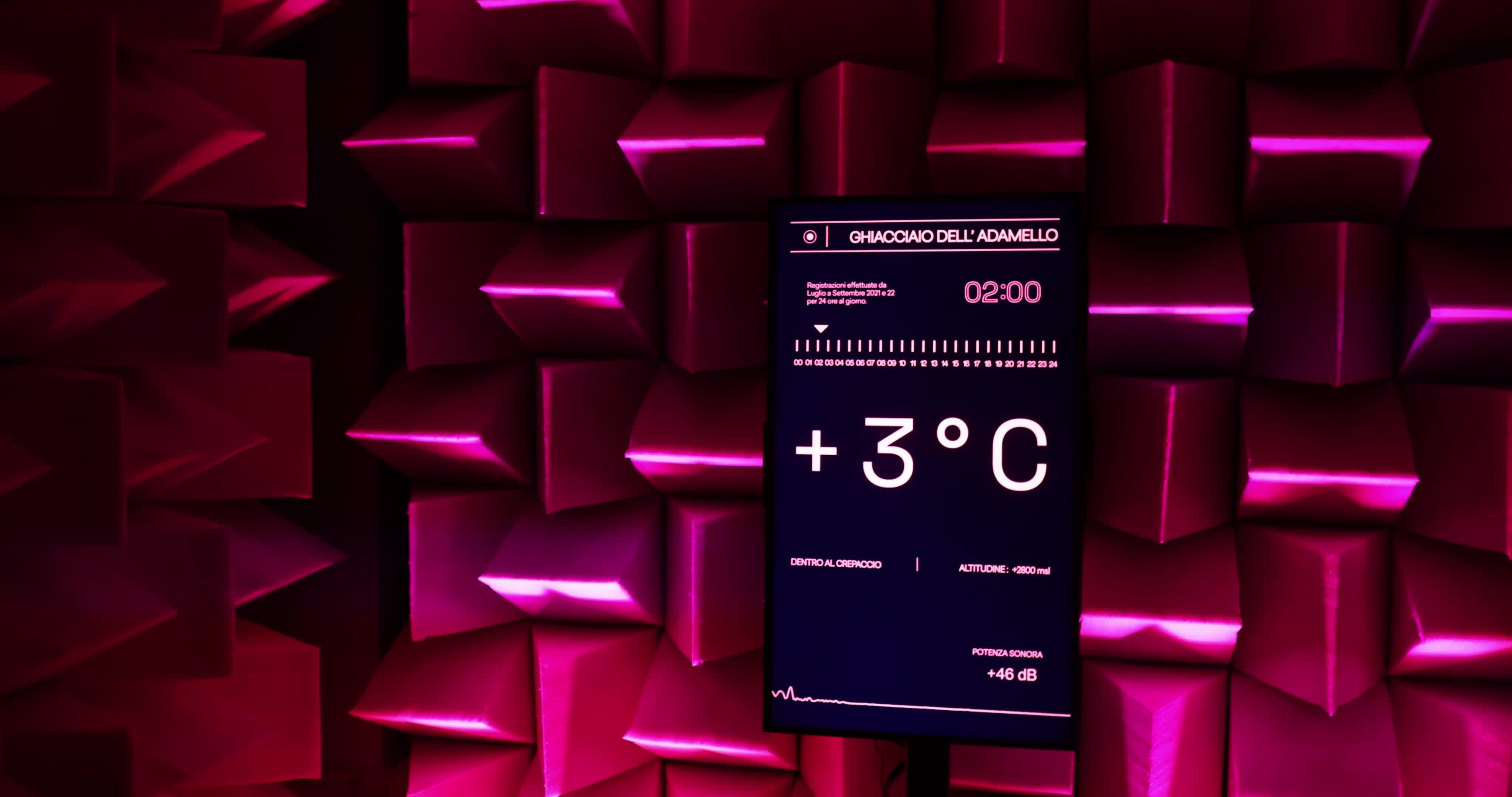The installation, "A Sound in Extinction" depicts the effects of climate change in the Alps.