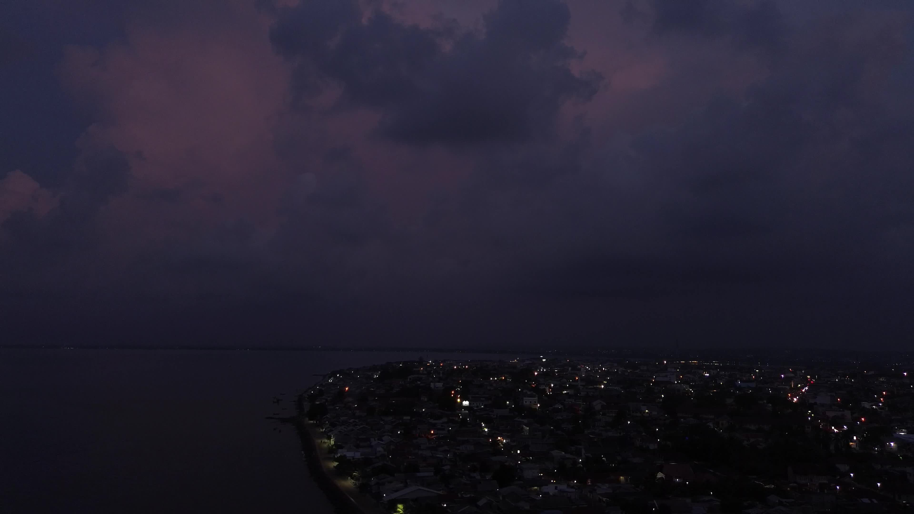 Lightning Strike in the Sky of Lhokseumawe