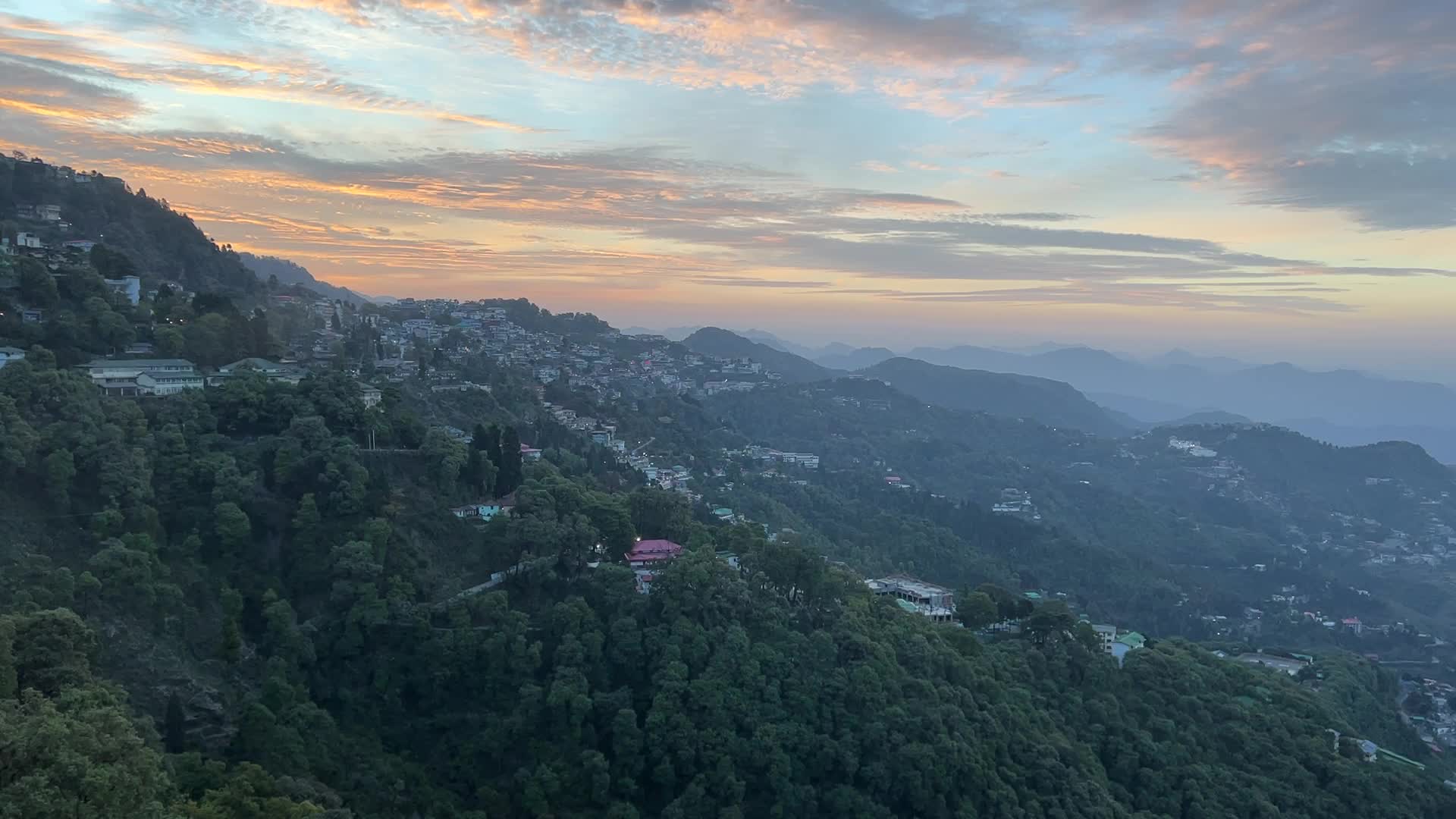 Sunrise over the hill station of Mussoorie