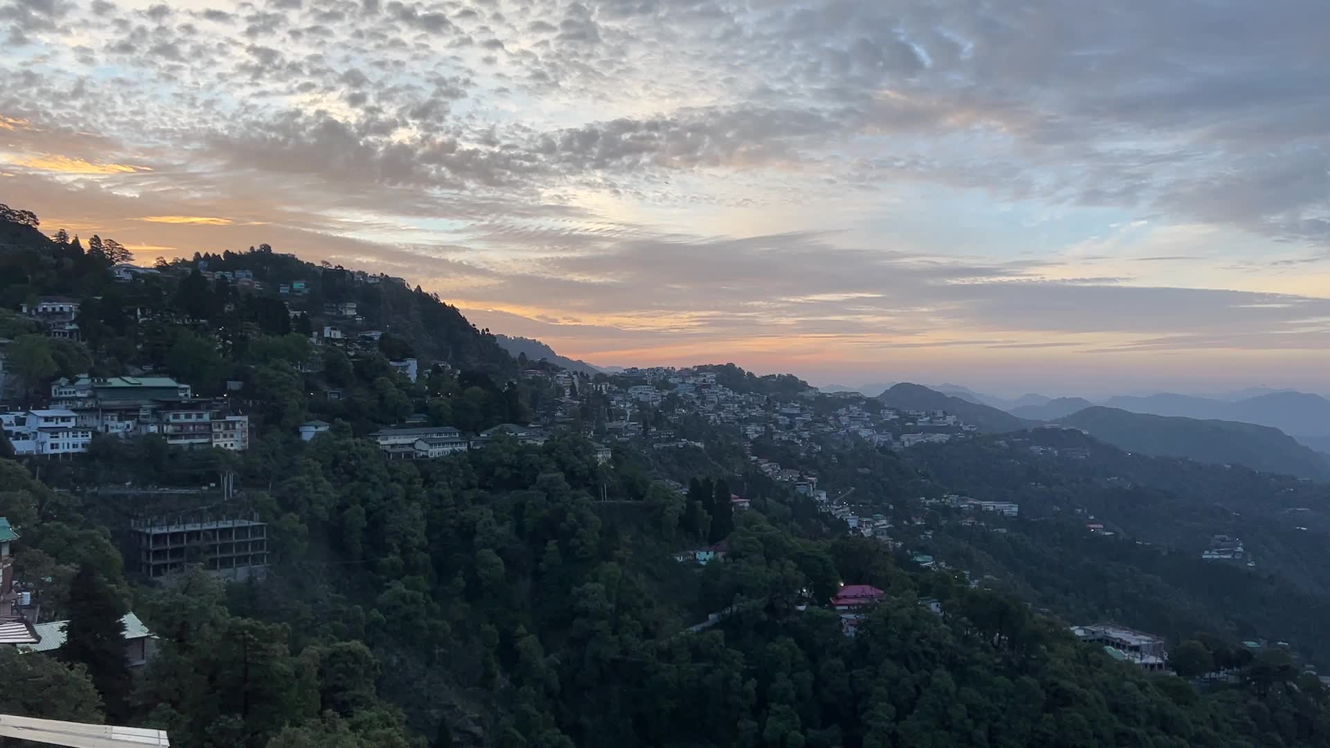 Sunrise over the hill station of Mussoorie