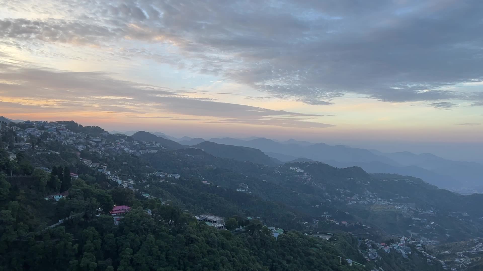 Sunrise over the hill station of Mussoorie