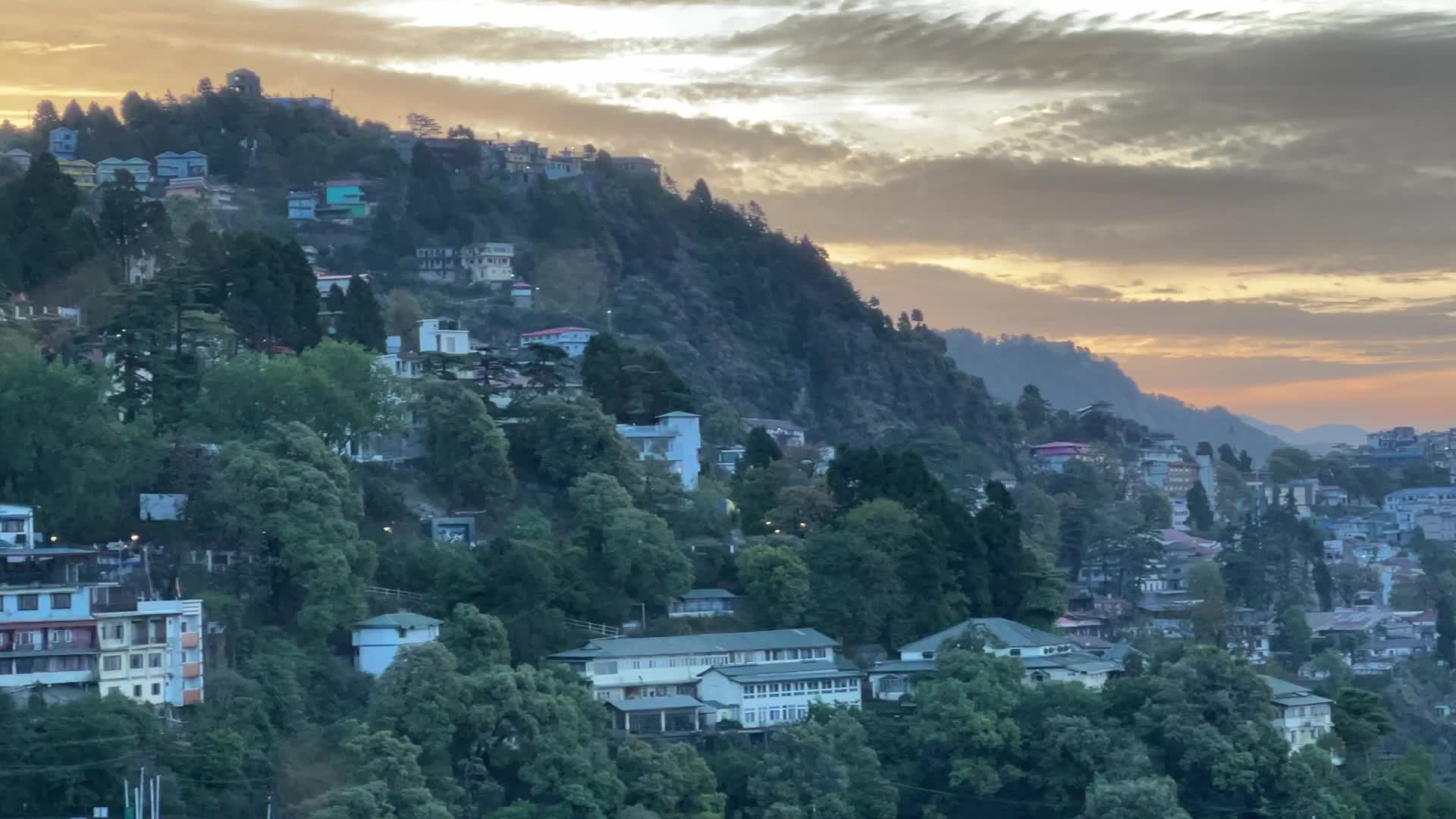 Sunrise over the hill station of Mussoorie