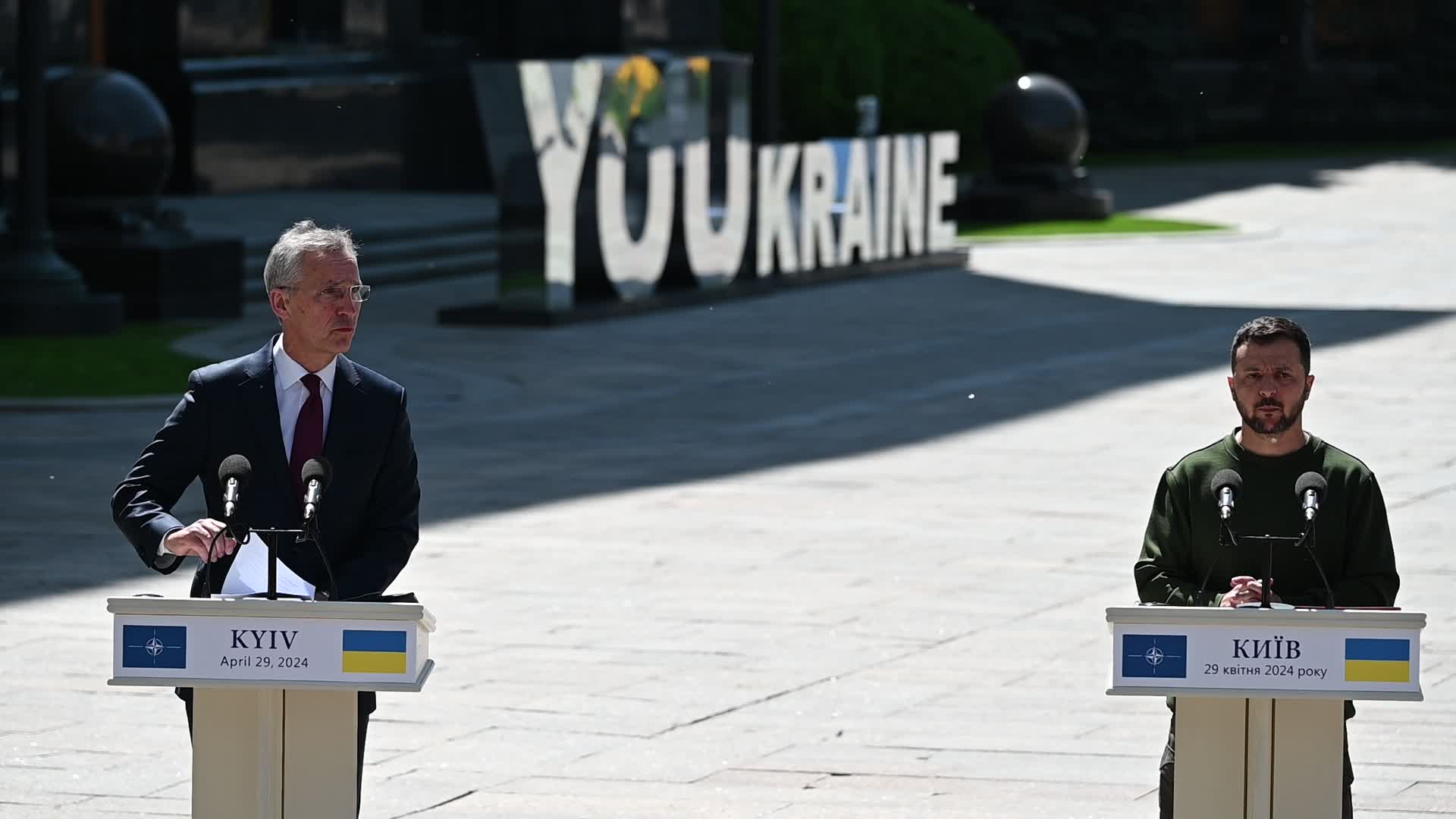 A press conference of NATO Secretary General and President of Ukraine in Kyiv, amid Russia's invasion of Ukraine.